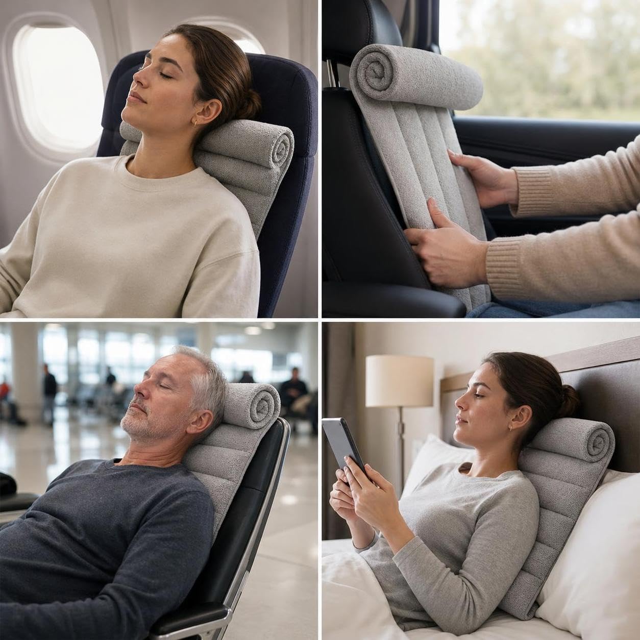 Almohada Cervical Plegable para Viajes - Cojín Cervical Portátil Ajustable para Viajes Largos - para Adultos, Style to 1