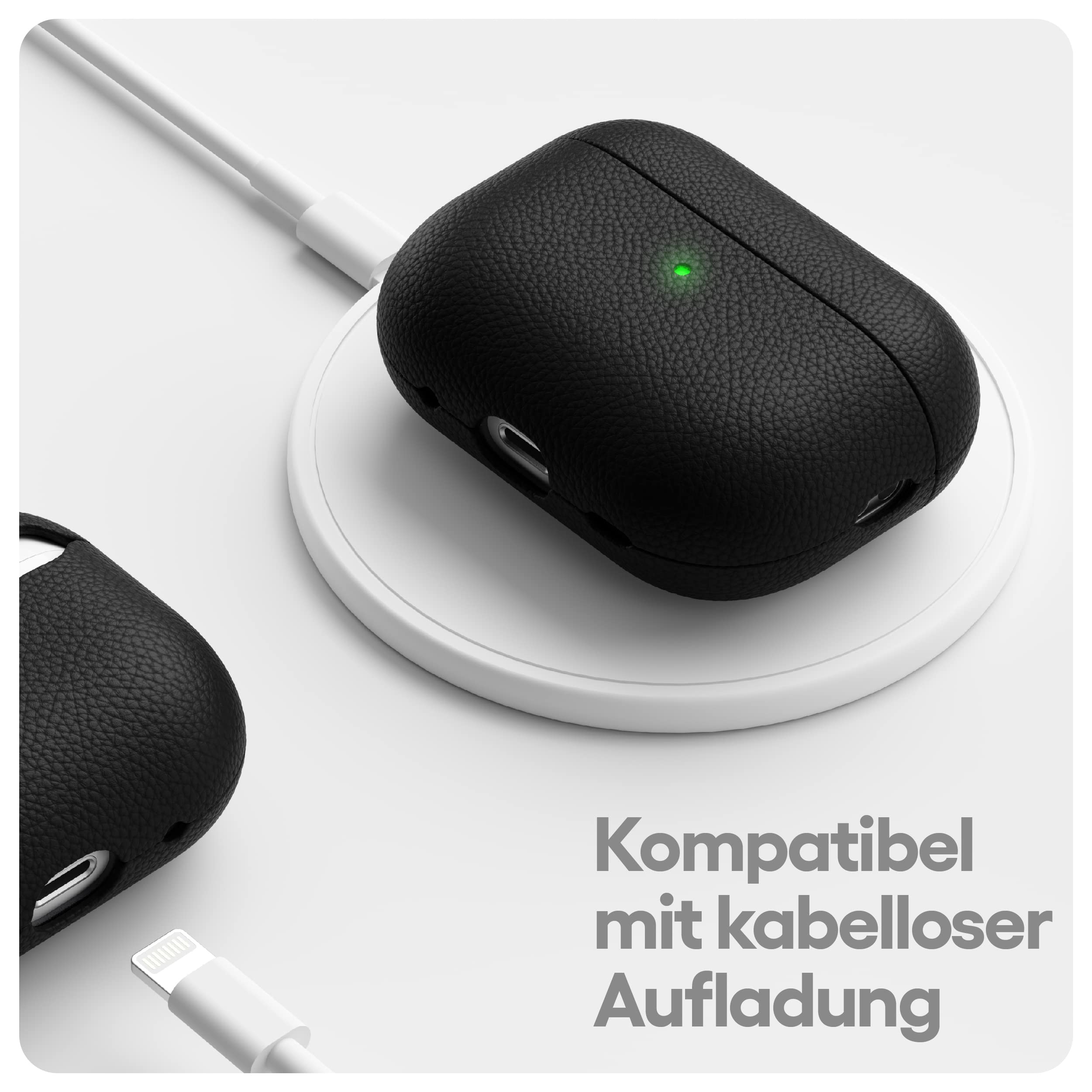 KeyBudz Artisan, skórzane etui ładujące do Apple AirPods Pro 2, czarne