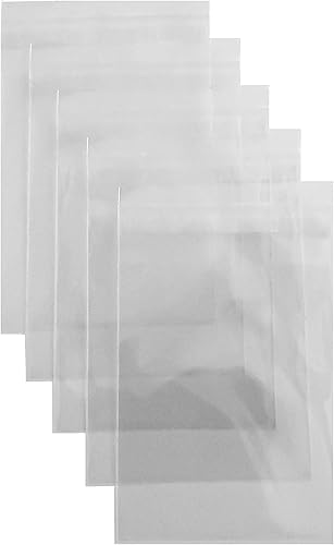 Bolsas adhesivas transparentes (200 unidades), 1.4 mil de grosor, autosellables, de plástico OPP (polipropileno orientado) transparente, planas,