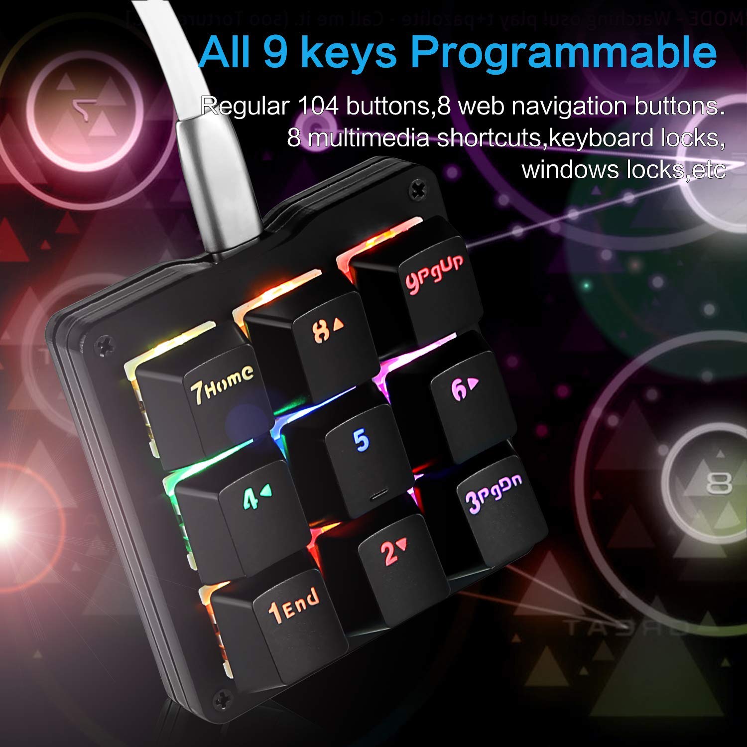Snapklik.com : Mechanical Numpad Macro Keyboard, 9-Key Numeric Keypad ...