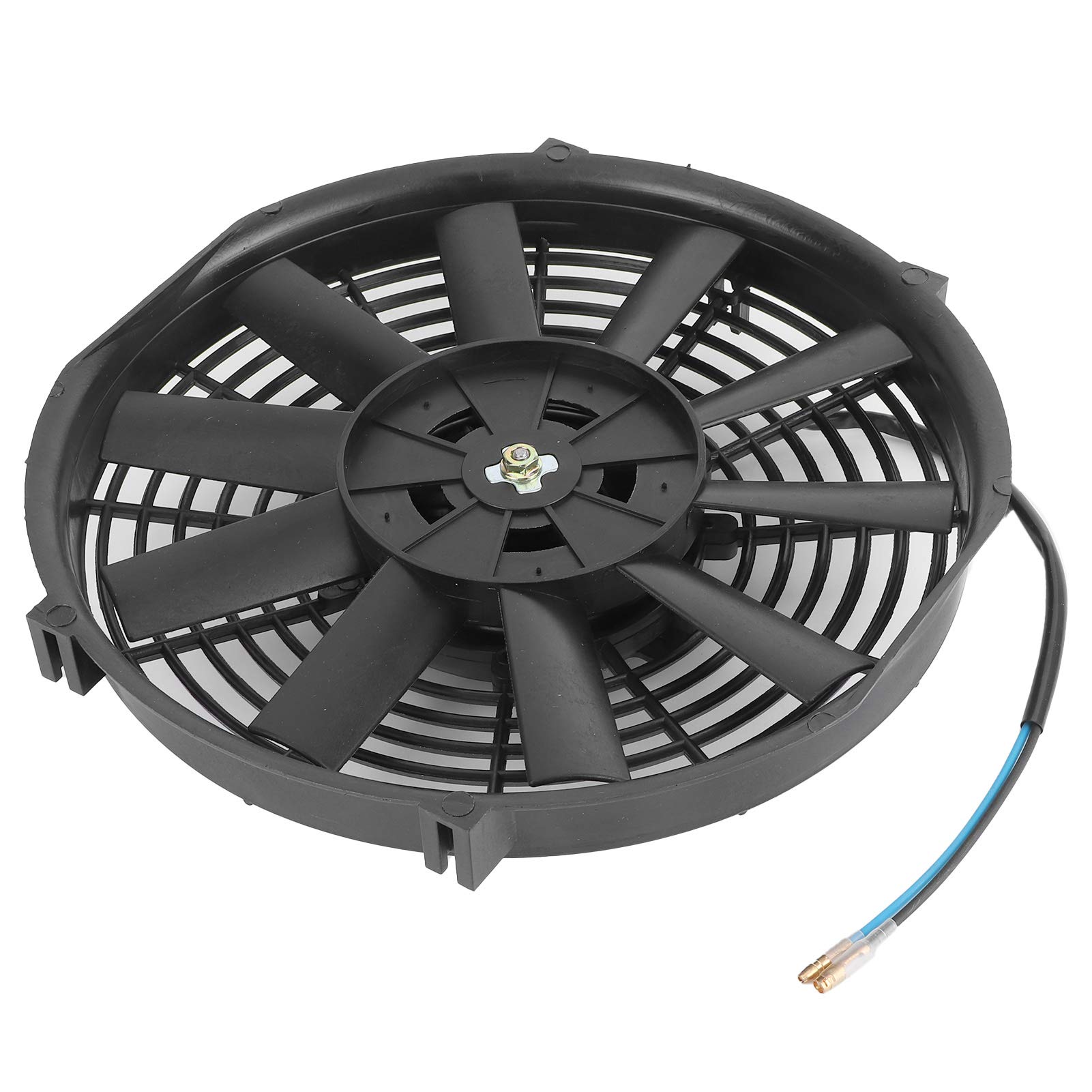 Akozon Ventilador de enfriamiento del motor 10 pulgadas 12V 80W Ventilador de enfriamiento electrónico delgado Tasa de flujo de aire de 2100RPM 10 Cuchillas rectas Universal