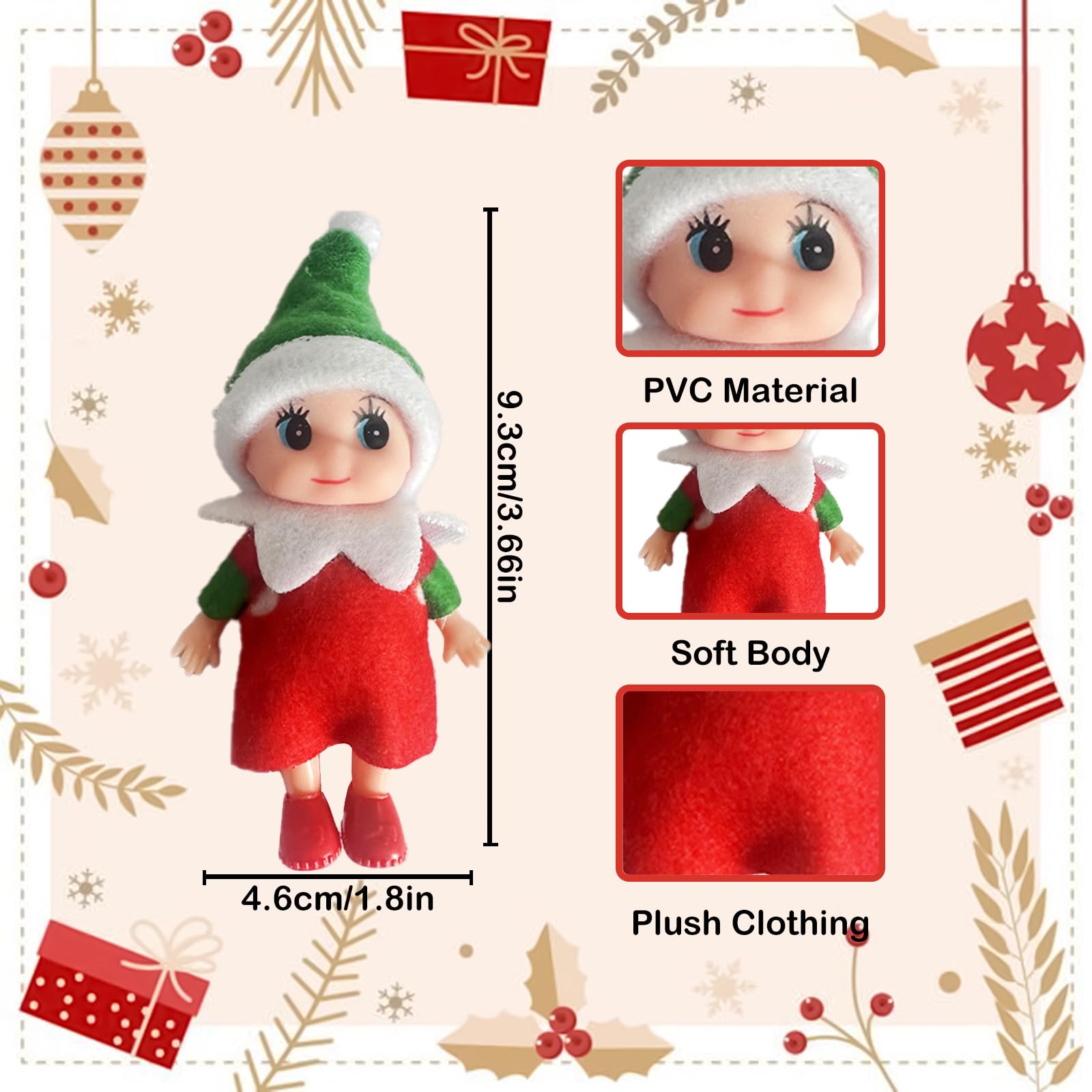 POPOYU 2PCS Christmas Mini Elf Dolls - Image 2
