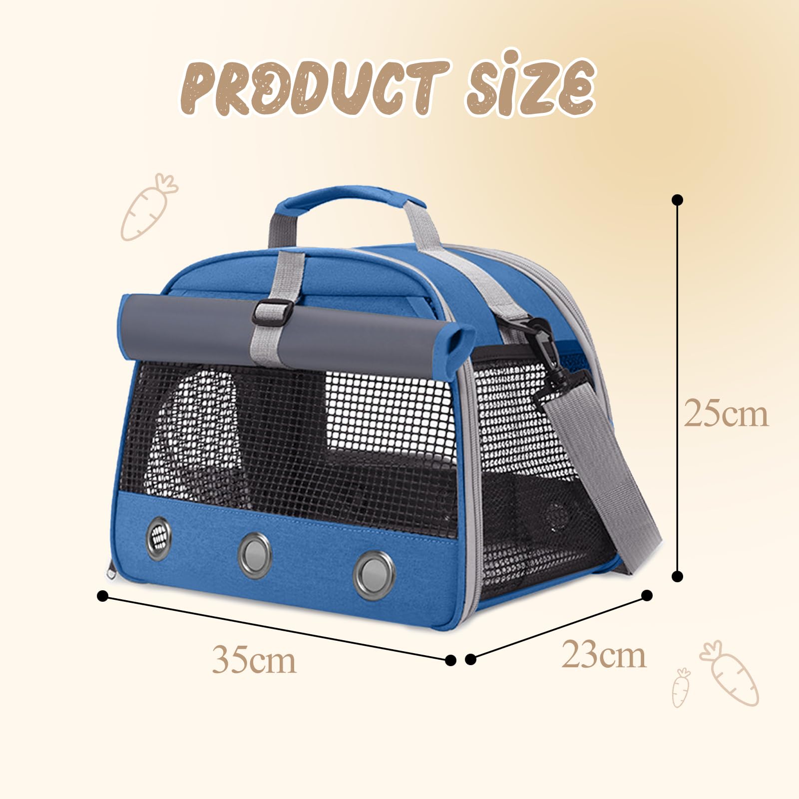 Kleine Haustier Tragetasche, Meerschweinchen Tragetasche Transportbox, Kaninchen Tragetasche, Kleintier Haustier Tragetasche für Hamster Igel Meerschweinchen und kleine Haustiere,blau