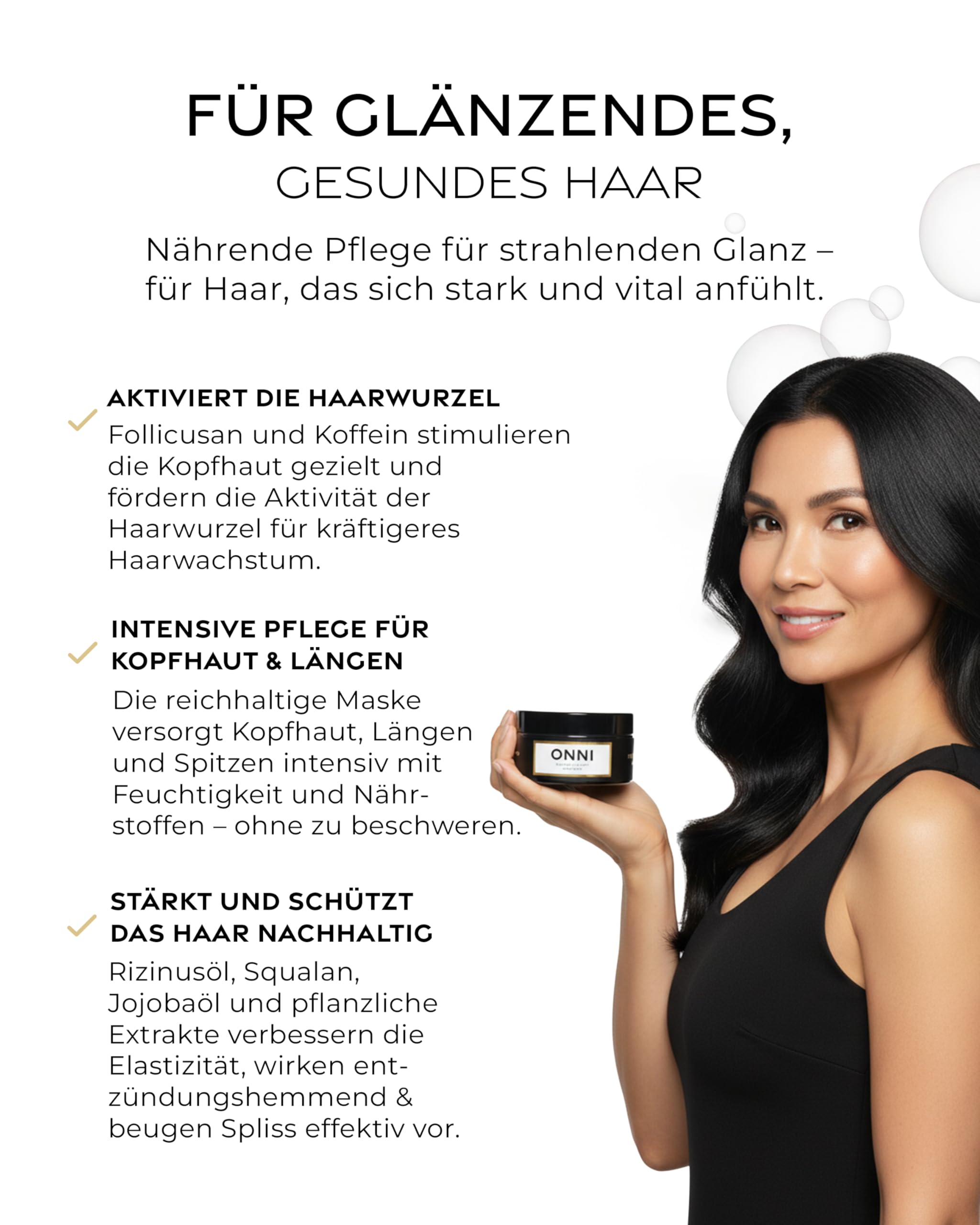 ONNI – Haarmaske für Haarwachstum 500ml – Haarkur mit Follicusan & Koffein – Hair Growth Mask pflegt Haar & Kopfhaut – mit feuchtigkeitsspendenden Extrakten – vegan, silikon-, paraben- & sulfatfrei