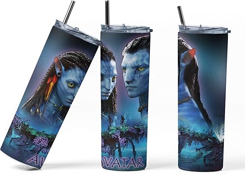 Miniatura 5 de Avatar Love Conquers - Vaso recto de 20 onzas con tapa y popote morado del agua