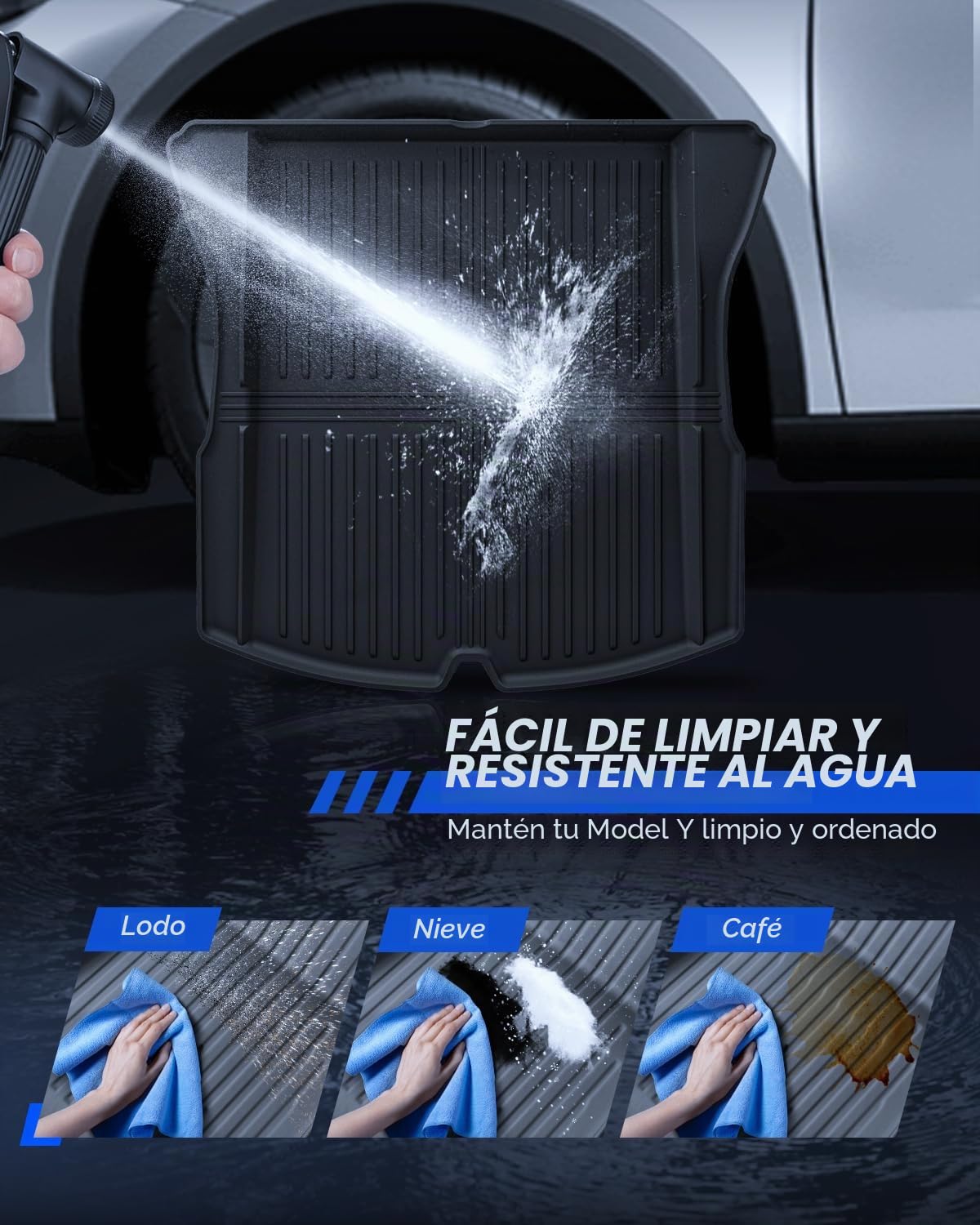 Alfombrillas 8 Piezas para Tesla Model 3 2024-2026 TPE para Todo Clima 3D con Borde Alto Antideslizante Impermeable Alfombrilla de Maletero y Respaldo para Segunda Fila de Asientos para Model 3