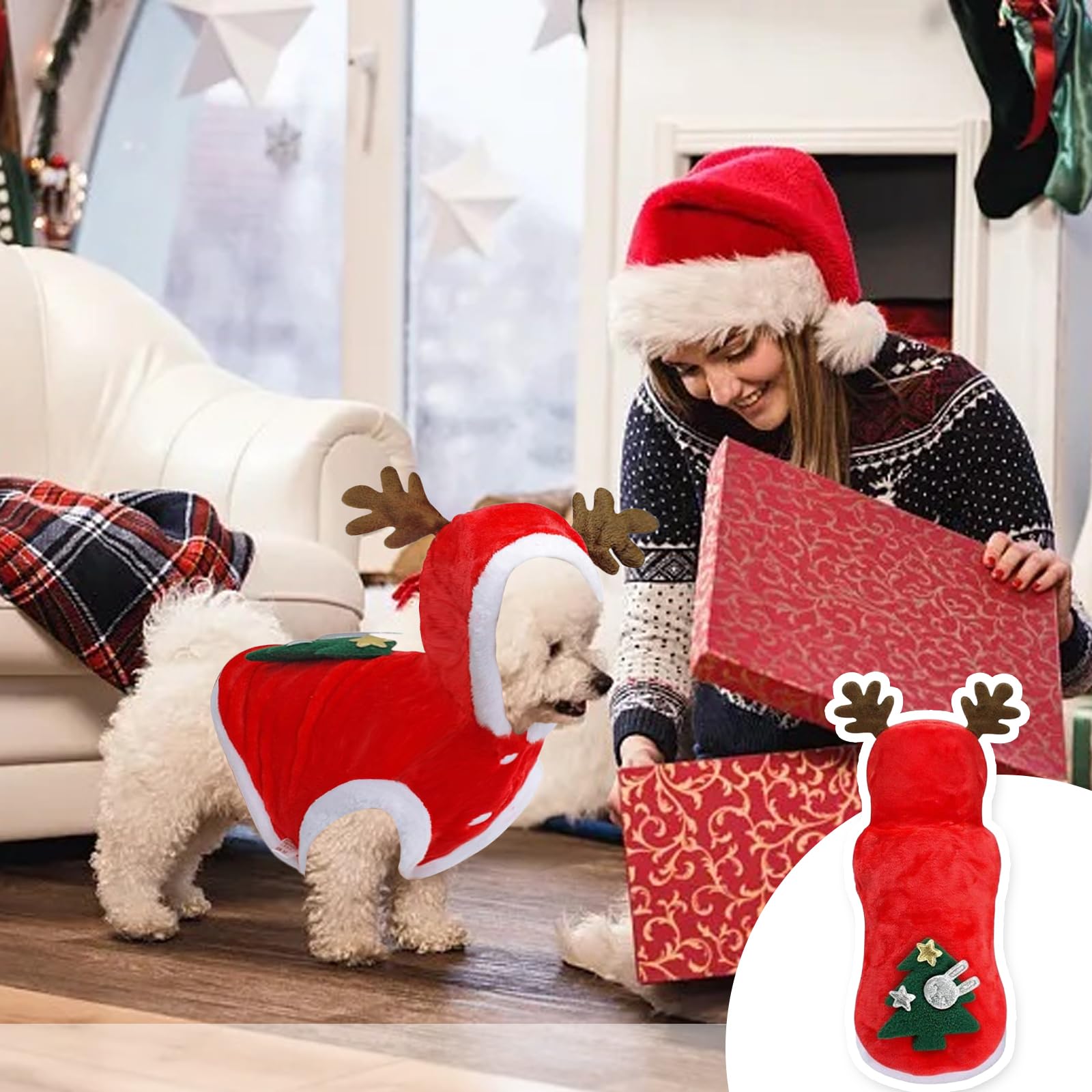 Vestito Di Babbo Natale Per Cane E Gatto, Costume Rosso Con Barba E Cappellino, Morbido In Tessuto Felpato, Taglie M-L-XL, Per Feste Natalizie
