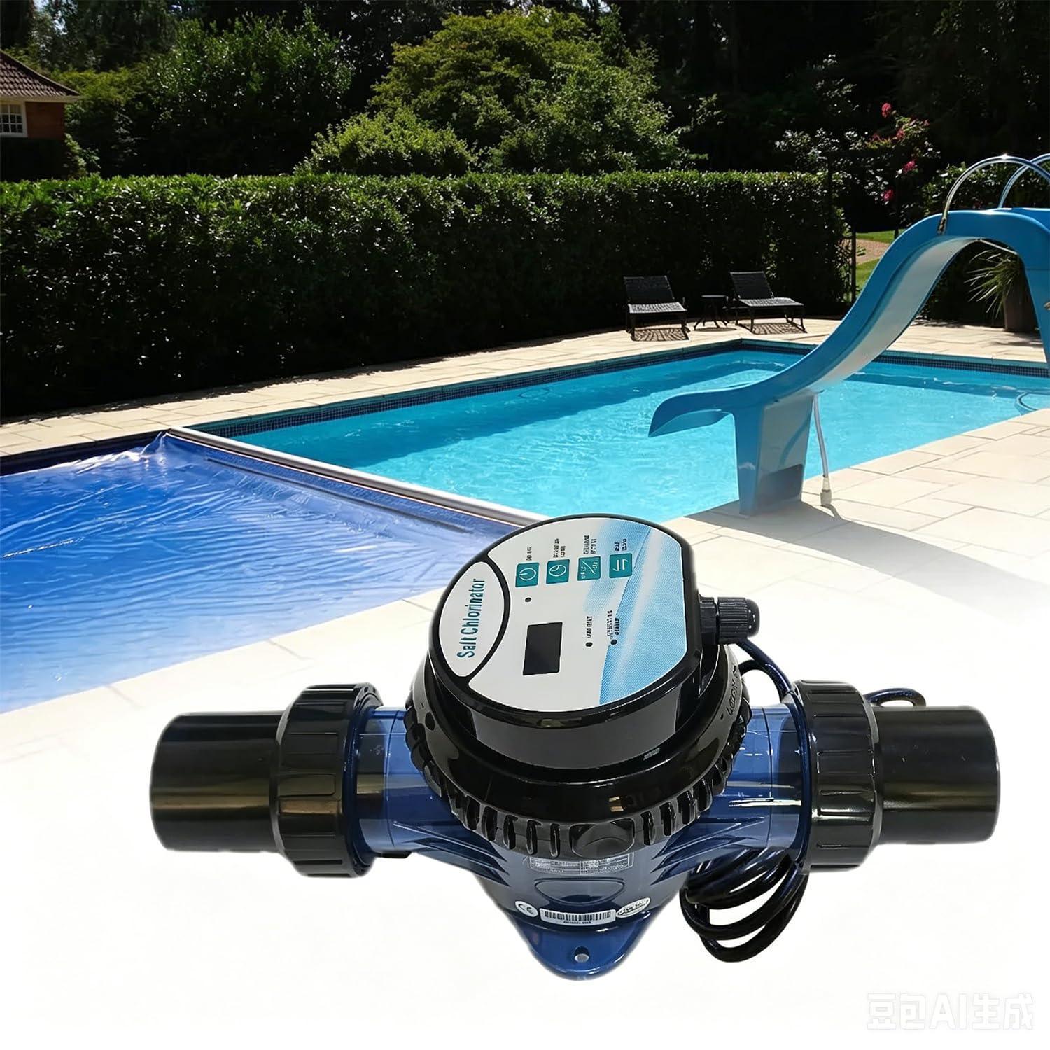 Xuefulxion 8G Smart App Controlled Salt Water Chlorinator System, Adjustable 2-10G/H Chlorine Output Self-Clean Titanium Electrolysis Pool Chlorination For 10~50M³ Indoor & Outdoor Pool
