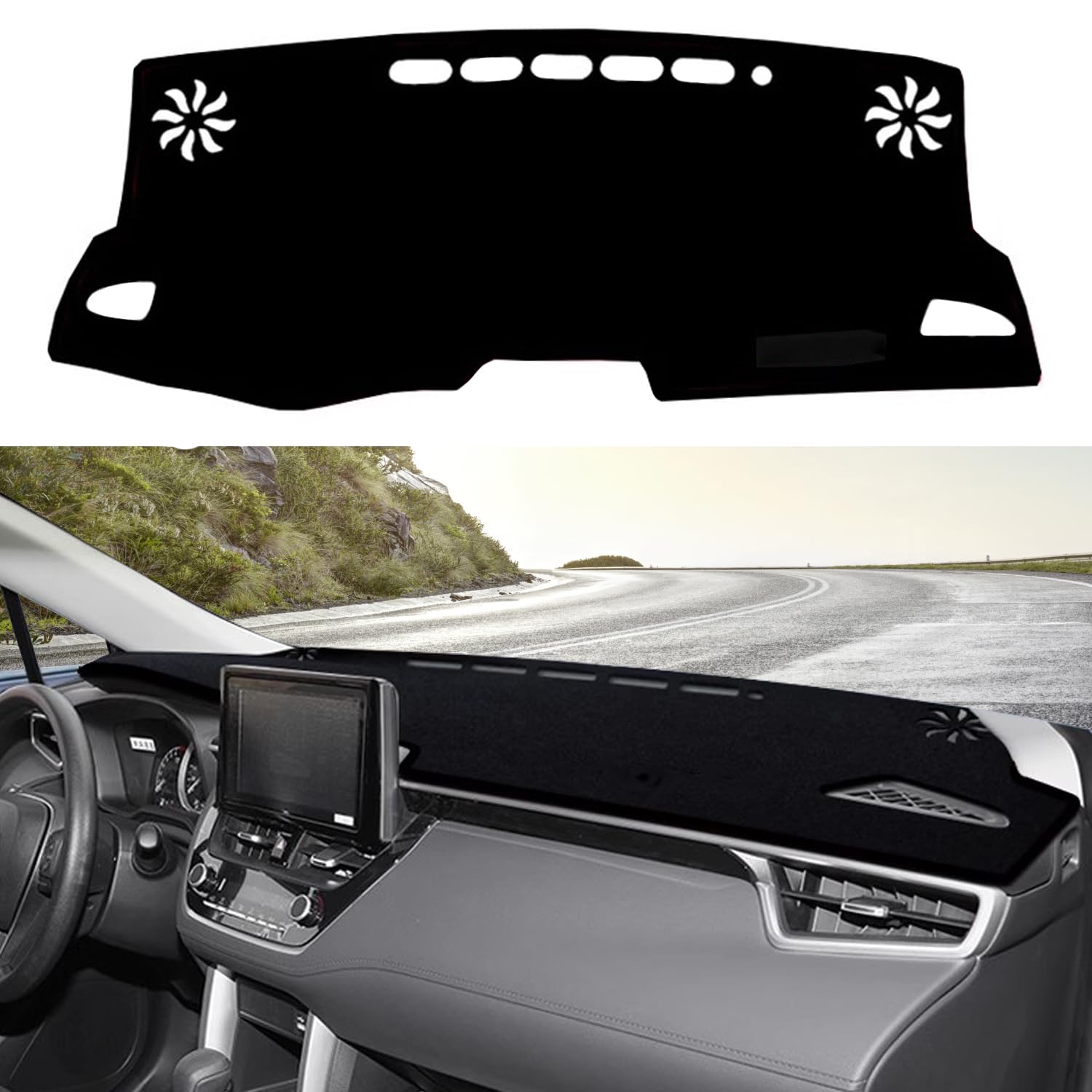 Blazeray Funda protectora para salpicadero de Toyota Corolla 2019, 2020, 2021, 2022, 2023, 2024, 2025, ajuste personalizado, cubierta de consola central, escotilla, sedán, protector solar (borde