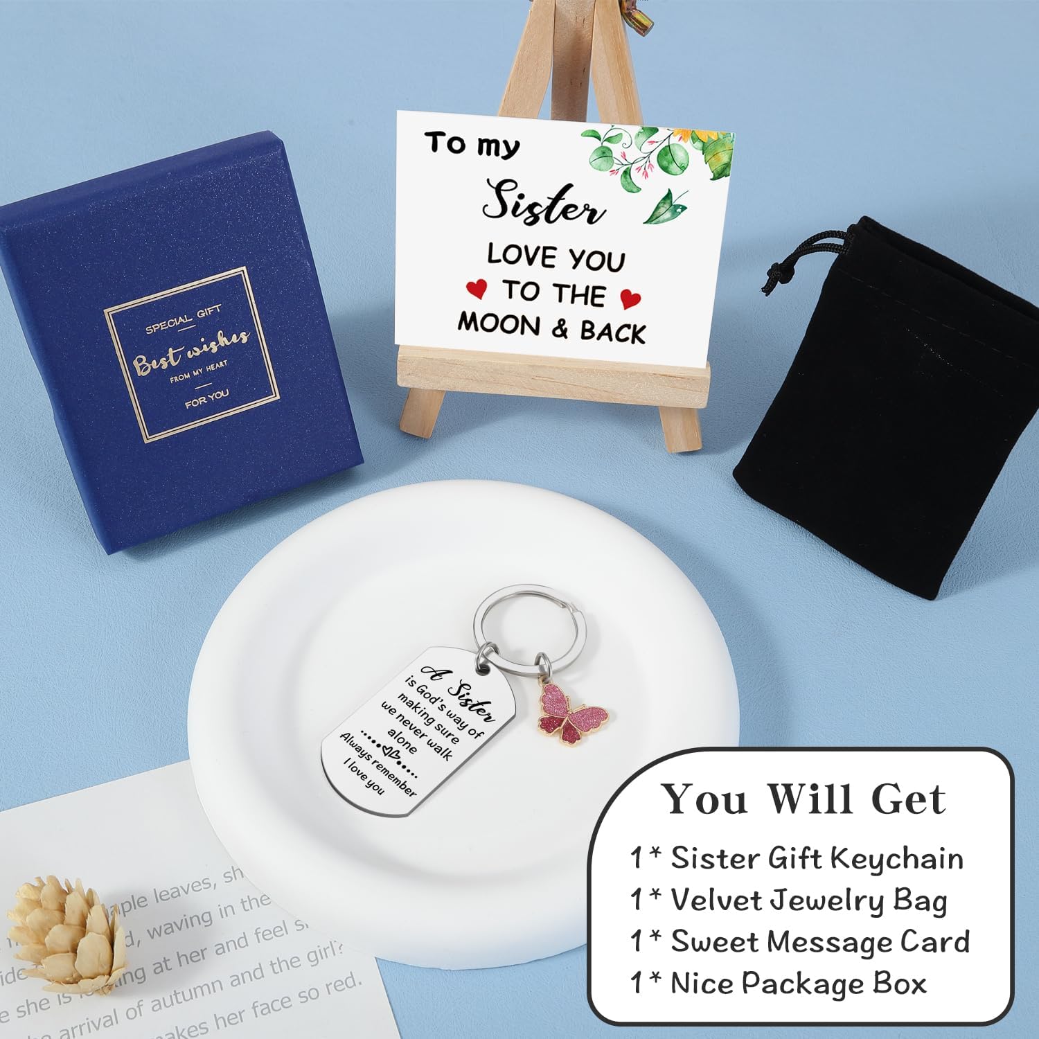 Gift for Sister, Sister Birthday Christmas Valentines Day Gifts keychain from Brother - Image 6