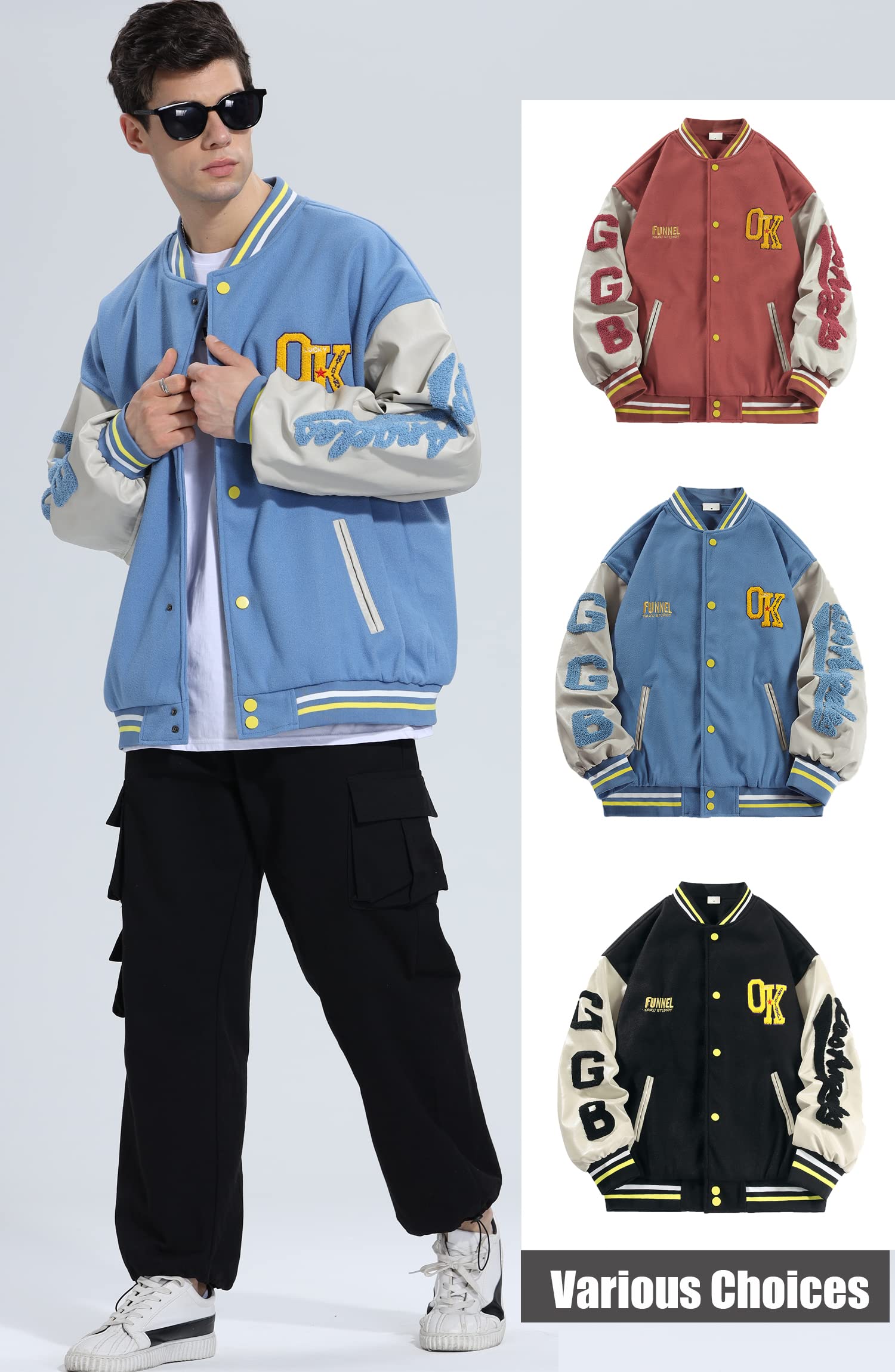 Veste Baseball Homme Unisexe Blouson Léger Manteau Vintage Femme Jacket Casual Hiver Printemps Automne