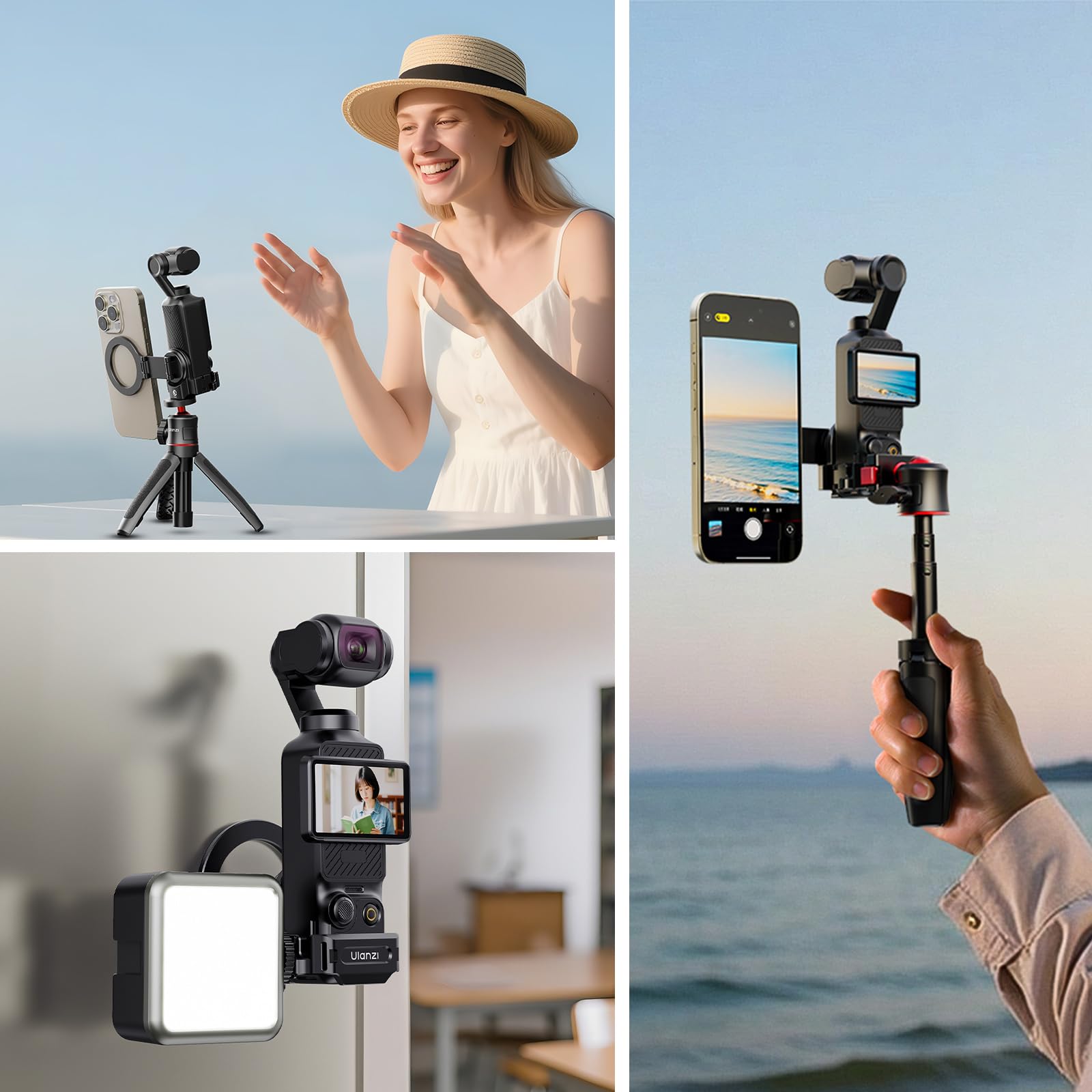 ULANZI PM01 Magnetische Erweiterungshalterung für DJI Osmo Pocket 3 4, Aluminium Magnetischer Halterungsständer with Cold Shoe, Magnethalterung, Erweiterungsadapterhalter, DJI Osmo Pocket 3/4 Zubehör