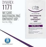 Vista 2 de Dynarex Bacitracin Zinc Ointment USP - Burn Cream and Antibiotic Ointment for Minor Cuts, Diaper Rashes, Wound Care and First Aid, 0.9g Packets - 12