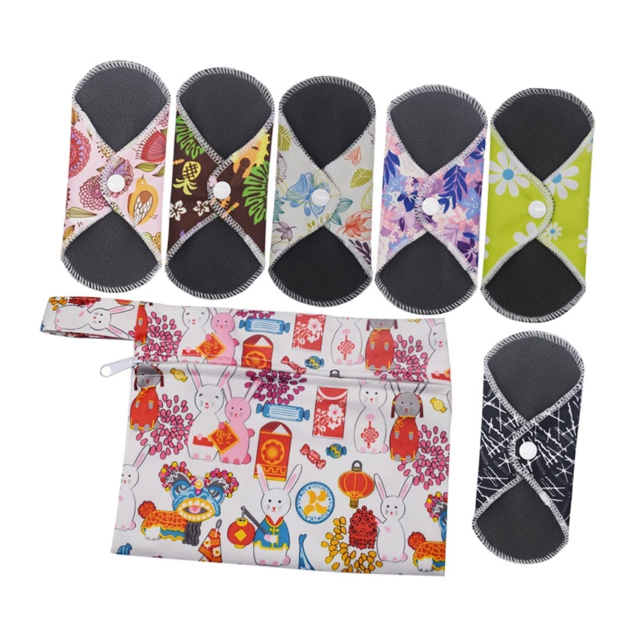 Beaupretty 2 Juegos De 7 Piezas Compresas Menstruales Para Durante La Noche Bragas Reutilizable Revestimientos Cambiando Almohadilla De Remojo Absorbente Almohadilla De Toalla