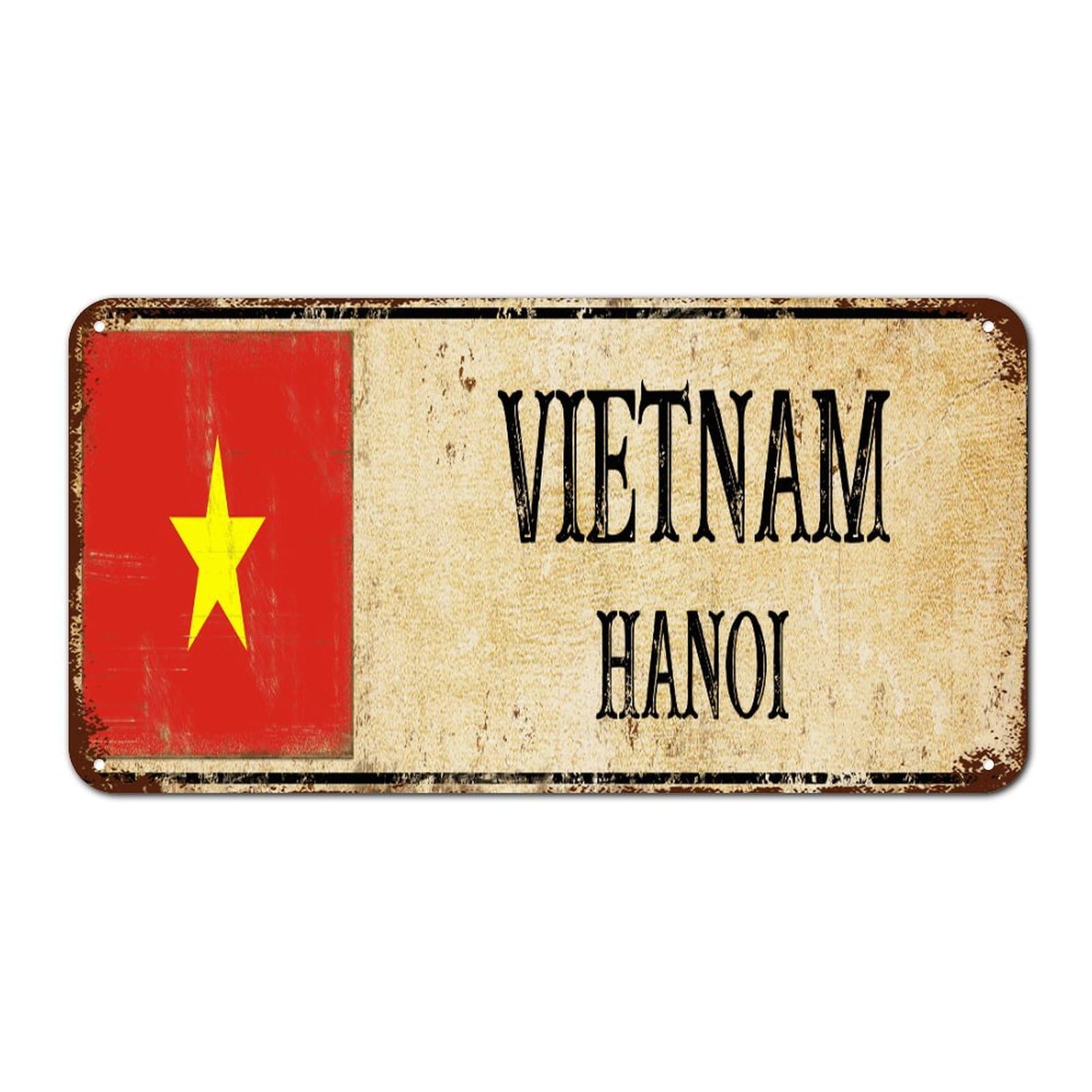 Vietnam HANOI Metal Signs Outdoor Vintage Front Door Signs Vietnam Wall Decor Country Souvenir Metal Plaque for Cabin Lounge Shop 6x12 Inch