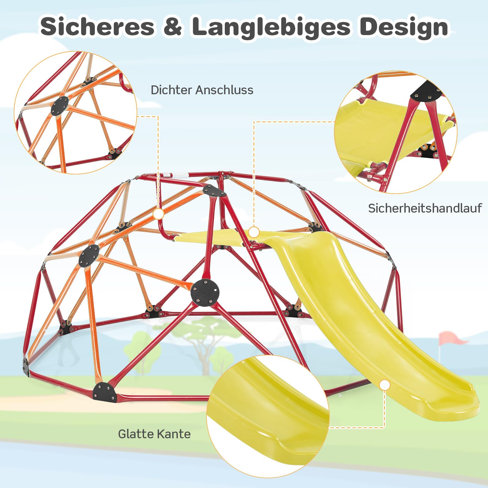 GOPLUS Struttura da arrampicata, torre da arrampicata con scivolo, cupola da arrampicata con piattaforma in tessuto e bordi lisci, struttura per gattonare e arrampicata, parco giochi per bambini a