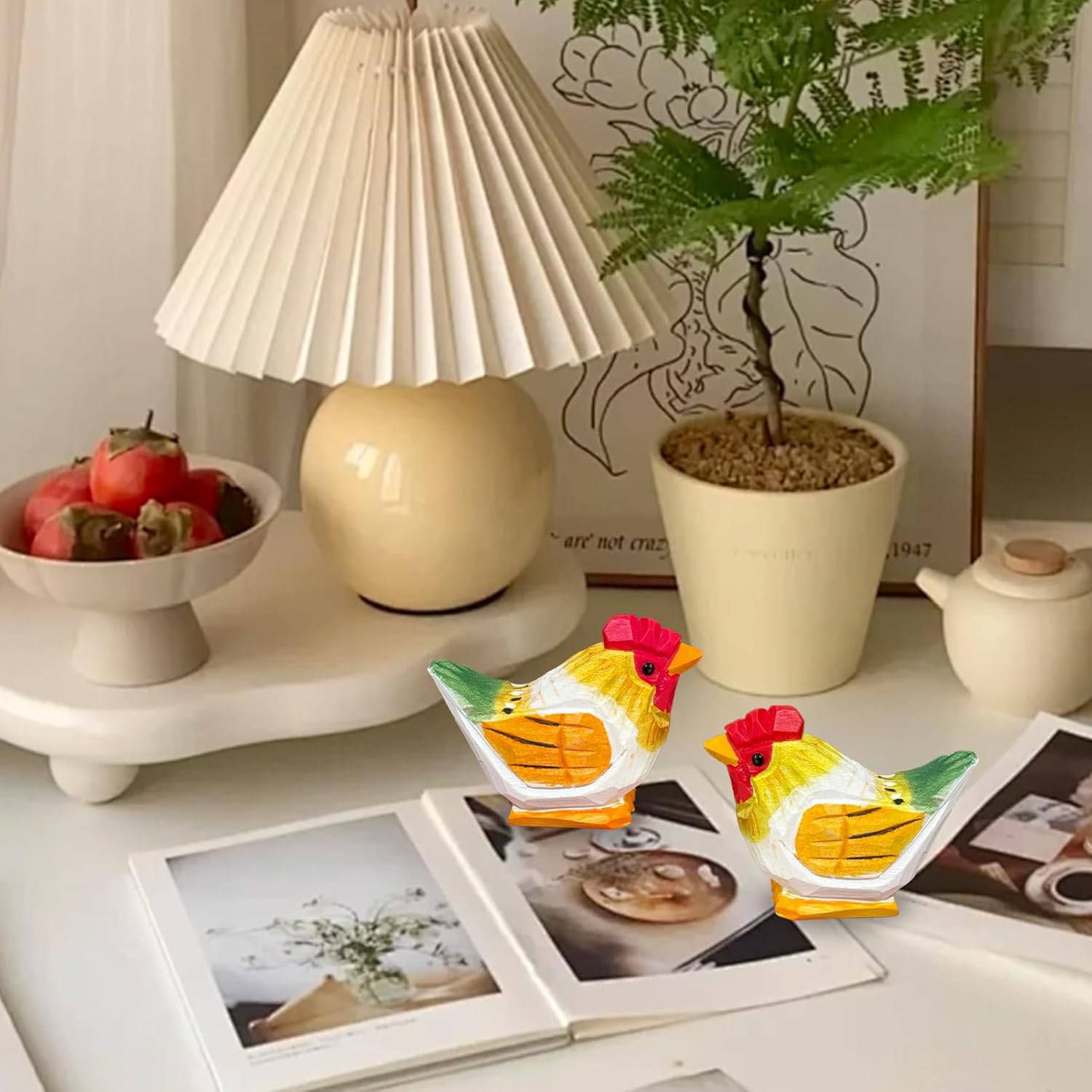 LWINGFLYER Hand Carved Wooden Chicken Statue – Miniature Animal Sculpture, Unique Handmade Gift for Pet Lovers, Collectible Home Decor (1PCS) - Image 5