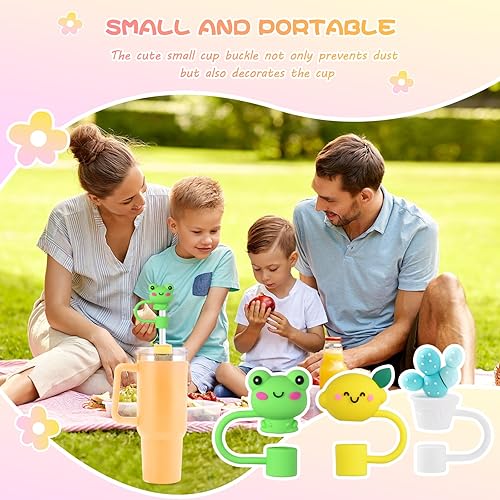 Miniatura 6 de 10 tapas de popote para copa Stanley de 30 y 40 onzas, tapas de popote en forma de vaso de silicona, puntas de popote reutilizables, suaves y lindas