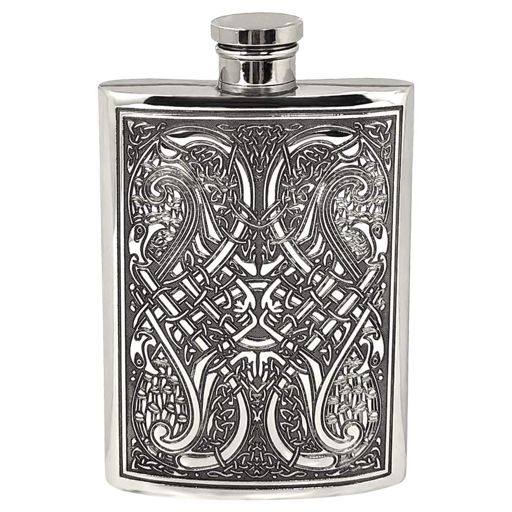 English Pewter Company Celtic Design 4oz Pewter Hip Flask [CEL151]