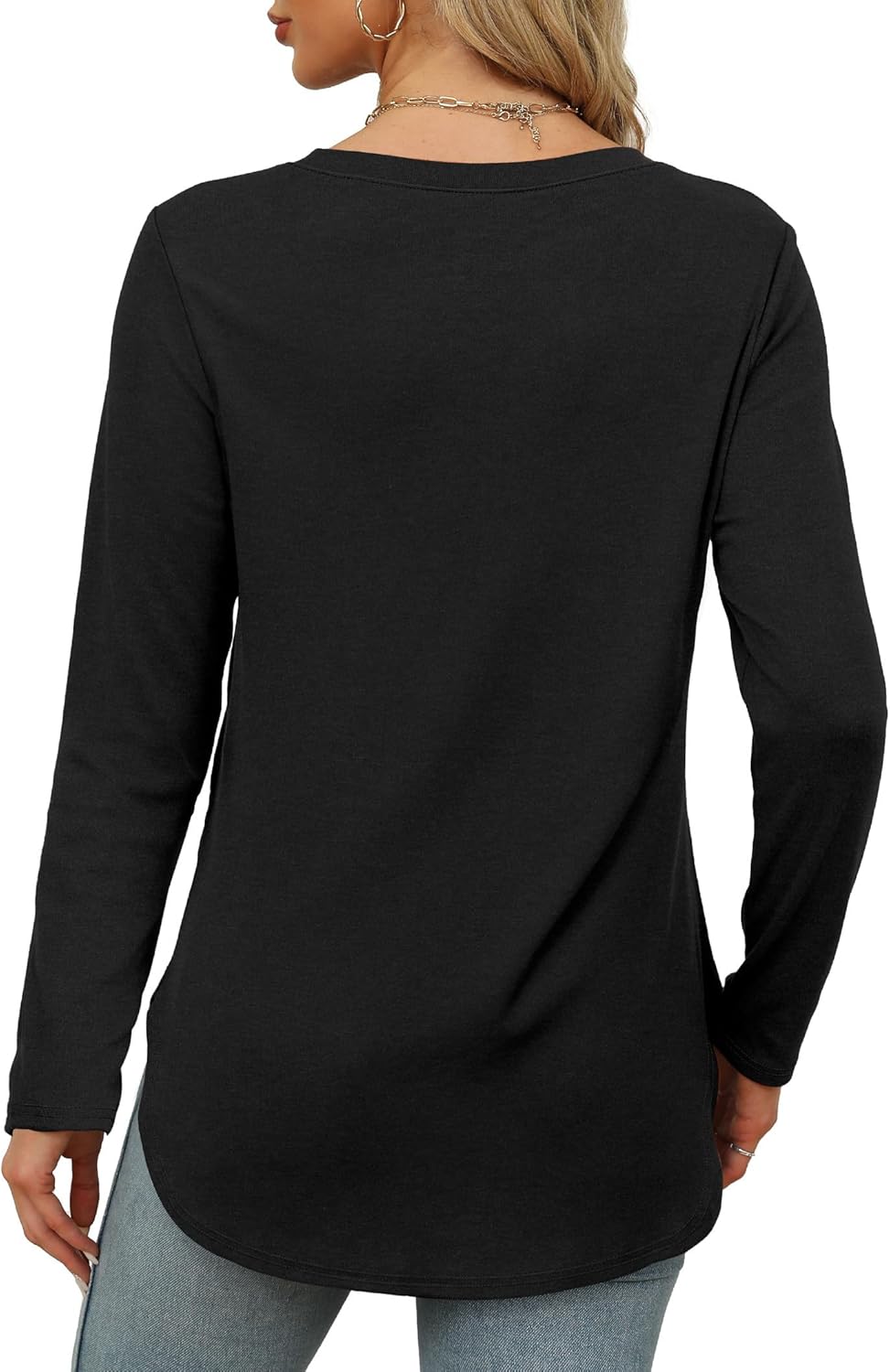 XIEERDUO Womens Long Sleeve Round Neck Shirts Side Split Basic Loose Tunic Tops Casual 2025 - Image 4