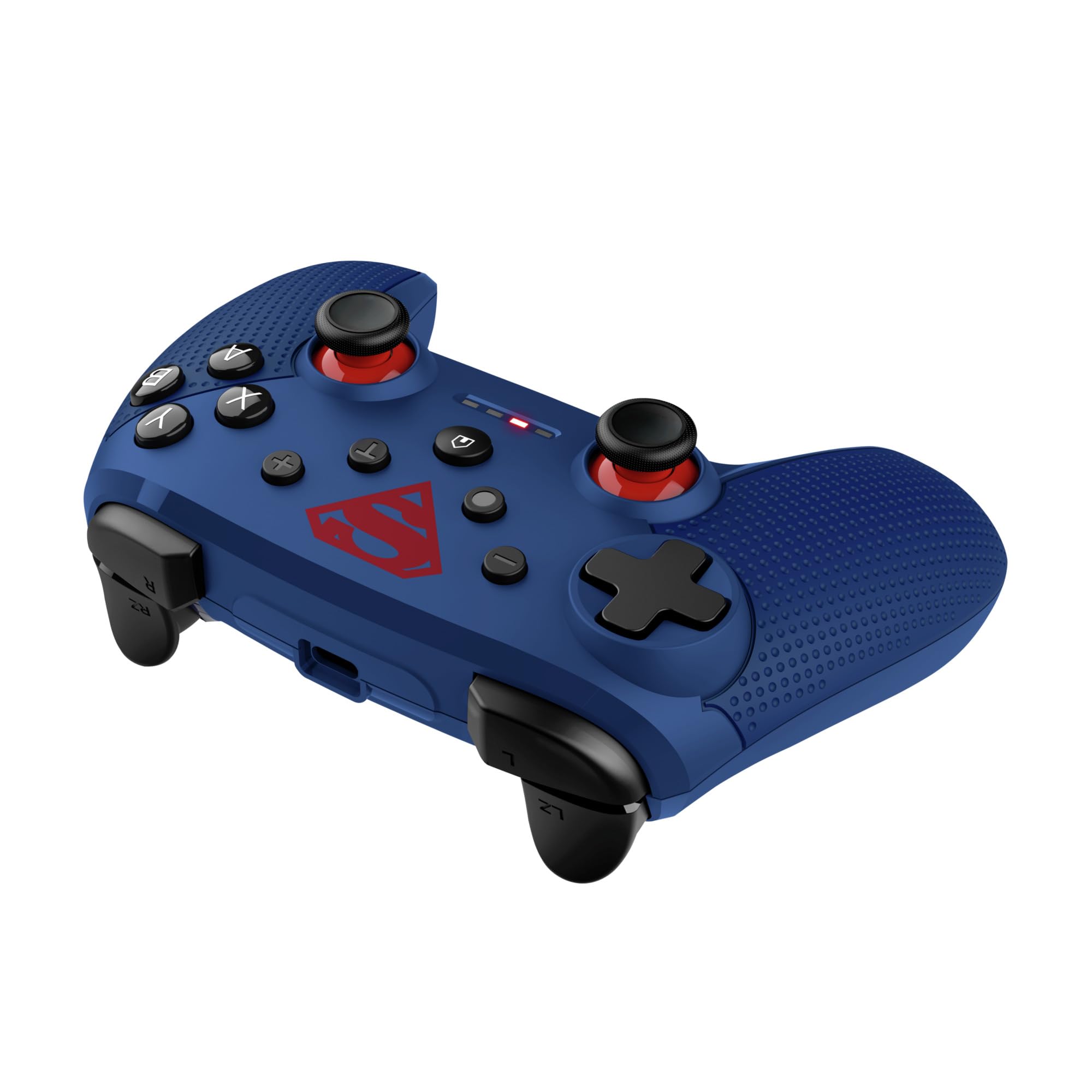 GXTrust 542SM Muta Manette Switch & PC sans Fil Licence Superman Bluetooth / 2.4GHz / USB, Batterie Rechargeable, Contrôleur de Jeu Nintendo Switch OLED/Lite iOS Android Consoles Windows, Bleu
