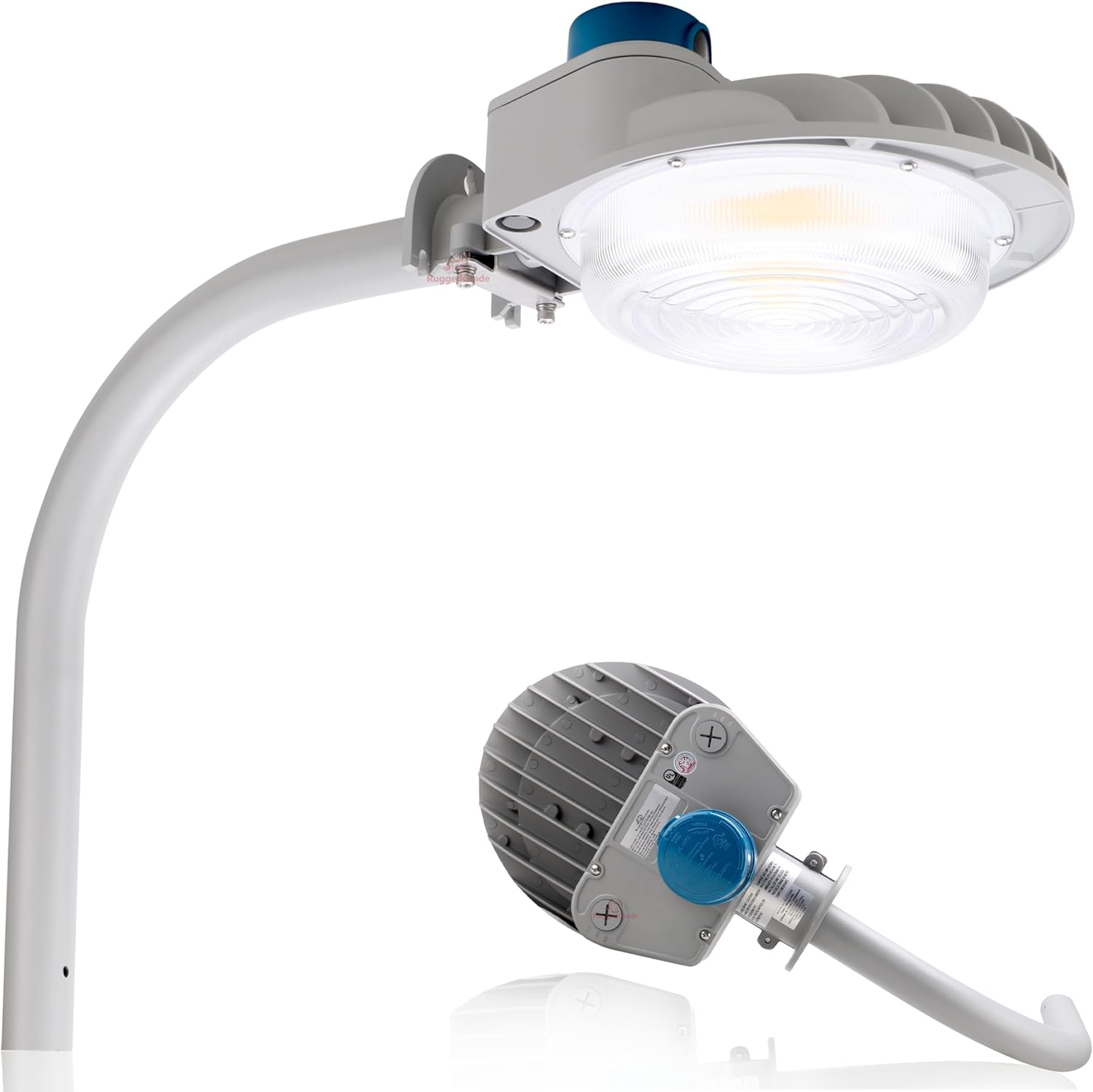 RuggedGrade 60W - Vontair Series - LED Barn Style Light with Arm Mount + Photocell - 9,000 Lumens - Color Selectable 3000K/4000K/5000K - Gray Housing - Outdoor Light - DLC 5.1 Premium