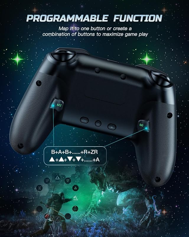 VOYEE S08 Vezeték Nélküli Kontroller Nintendo Switch/Lite/OLED/PC/iOS/Android Eszközökhöz - Programozható RGB LED Világítás, 1000mAh Akku, R