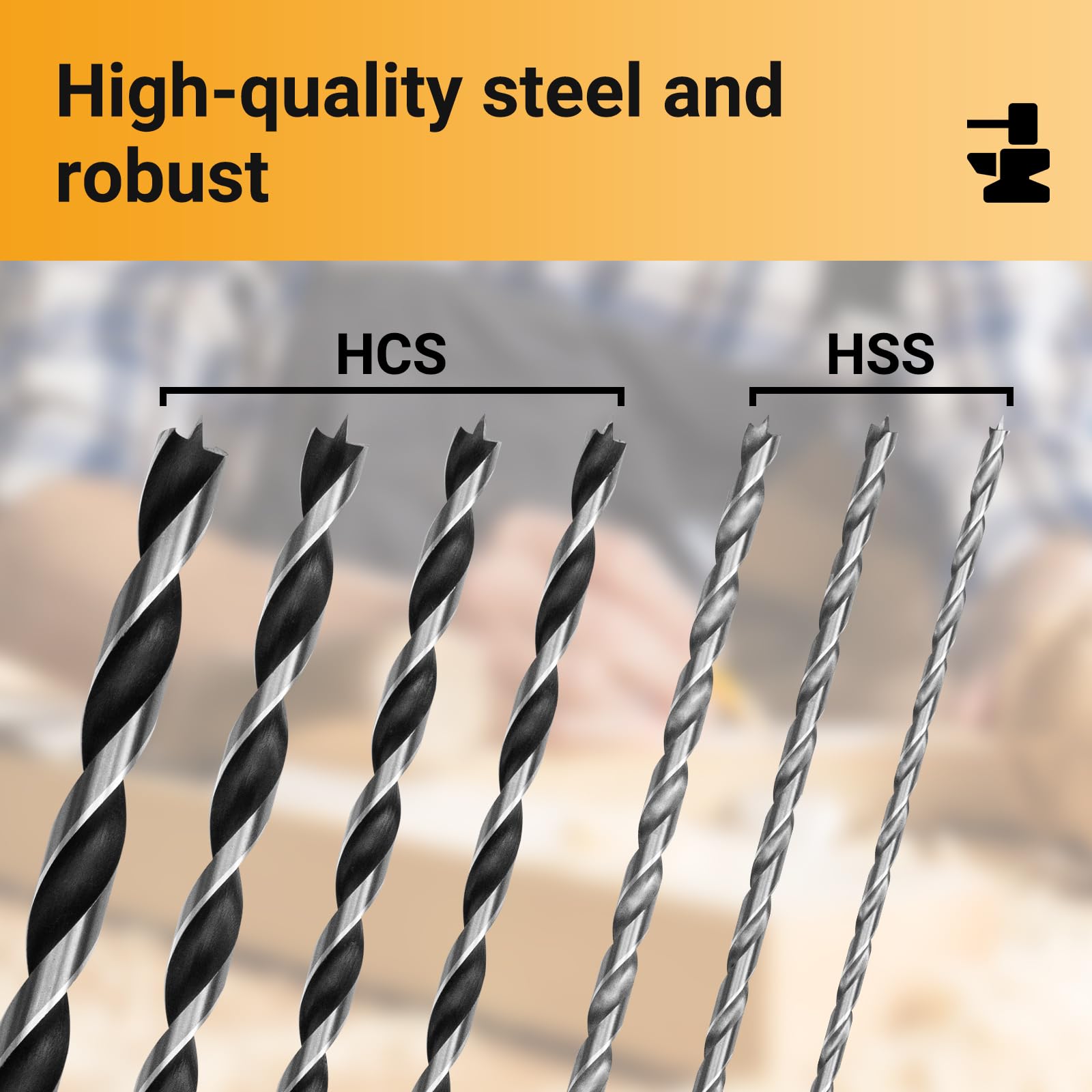 TOOLMAYS 7pcs Wood Drill Bit Set 4 mm, 5 mm, 6 mm, 7 mm, 8 mm, 10 mm - Image 3