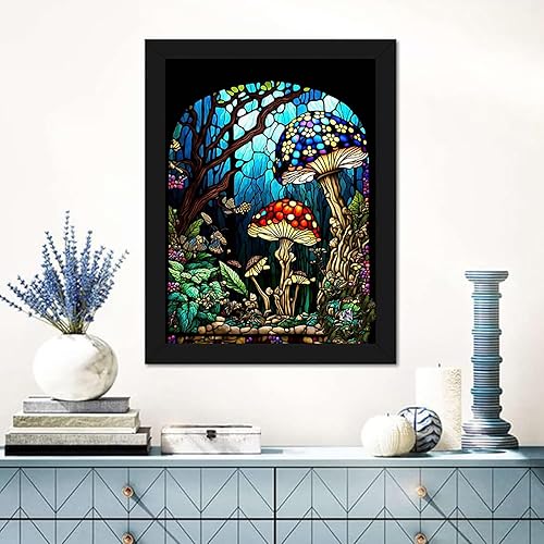 Miniatura 2 de GemZono Diamond Painting Kits for Adults&Kids DIY 5D Stained Glass Mushroom Art Diamond Art Paint with Round Diamond Dots Full Drill Gem Diamond Art