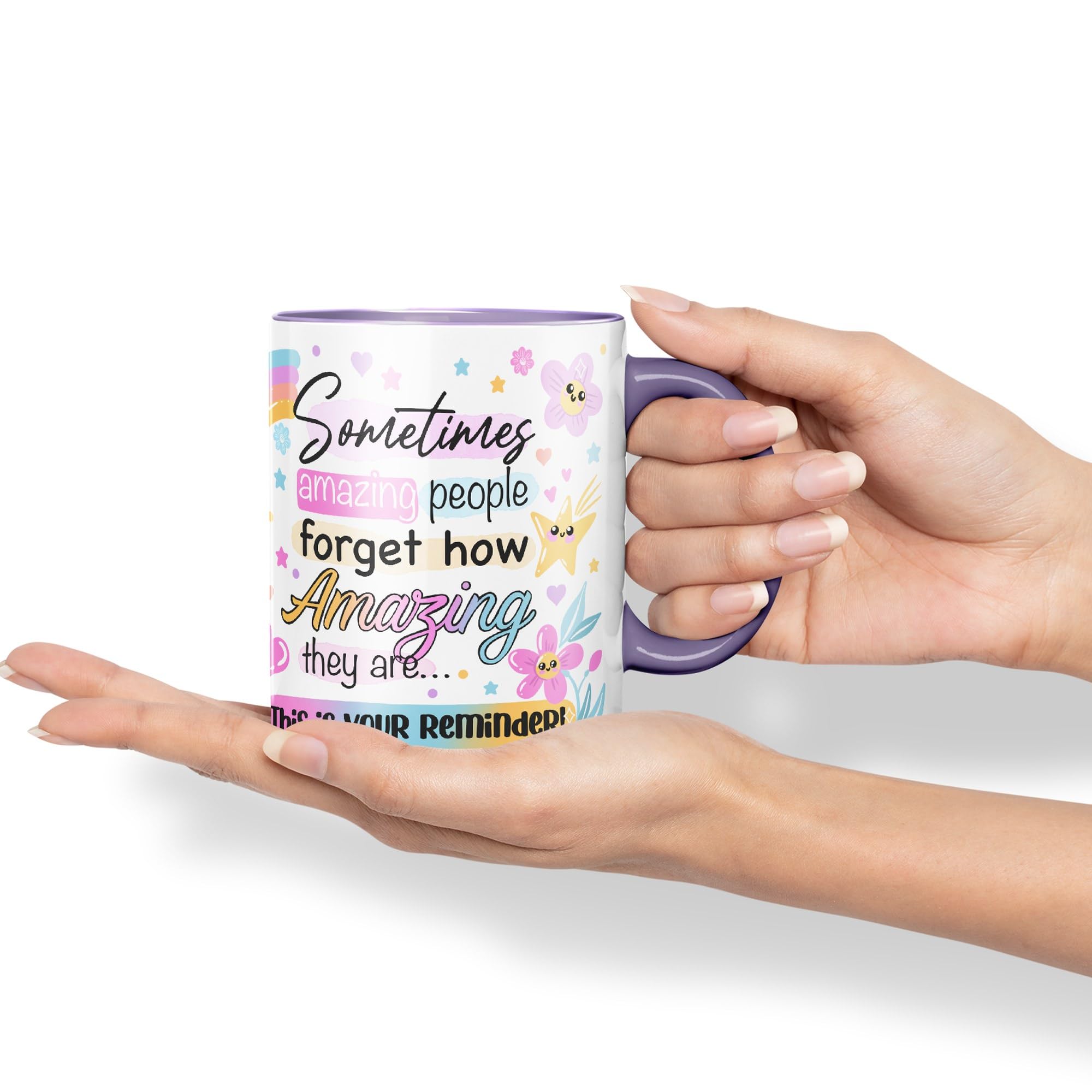 Vixar Sometimes Amazing People Forgot... Coloured Ceramic Mug Cup Gift 330ml 11oz Work Office Tea Coffee Gift (Purple) - Image 4