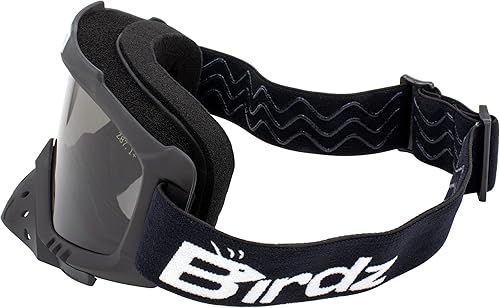 Miniatura 3 de Birdz Gafas Toucan para motocicleta, ATV, UTV, motocross, esquí, gafas acolchadas con protector de nariz desmontable, marco negro