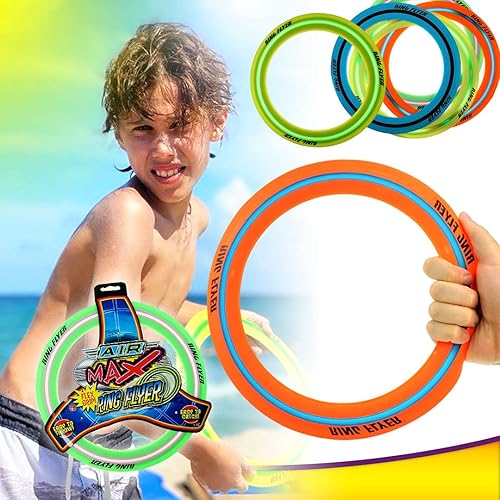 Miniatura 6 de JA-RU Zooma Ring Flyer Frisbee Juguetes de 11.2 pulgadas (2 anillos de colores surtidos) Disco volador de agua para niños y adultos. Divertido