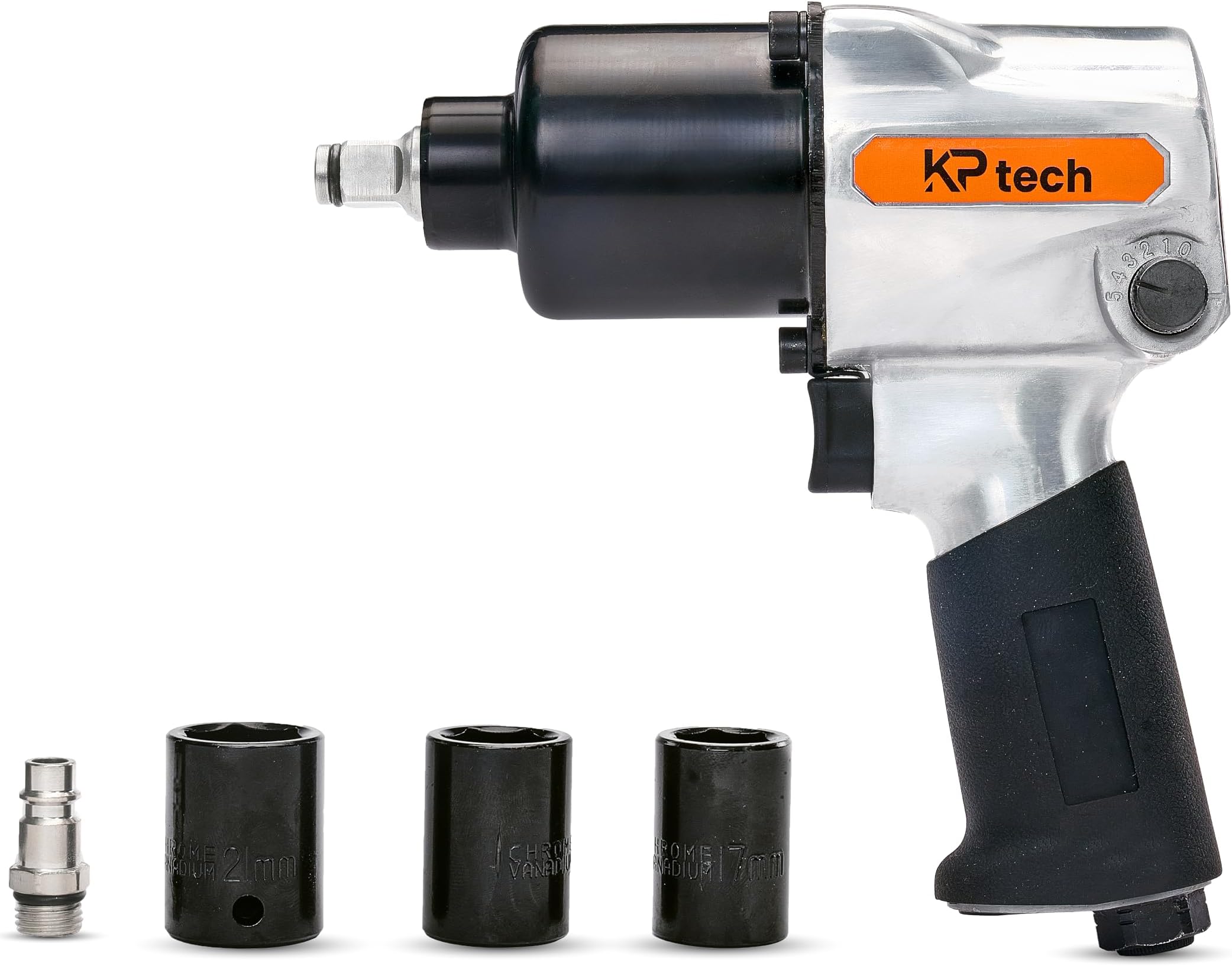 Air Impact Wrench BK-PW12 | 7000 RPM | 610 NM (450FT) | 12.5 MM Square Drive | Twin Hammer Mechanism | Heavy Duty Pneumatic Wrench | With 3 Pcs Socket | With Forward Reverse Function