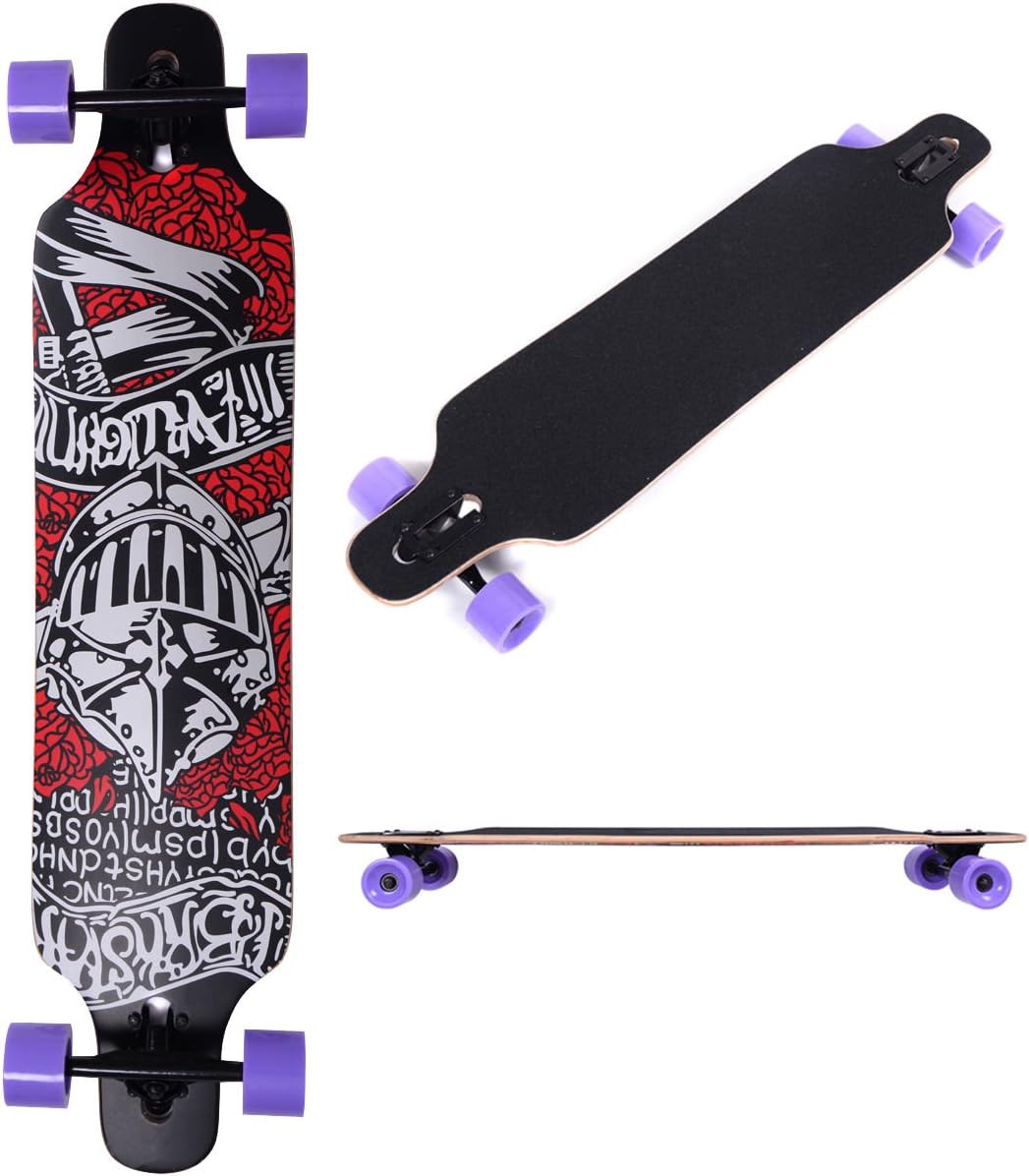 41 Inch Drop Down Longboard Complete Skateboard Maple Wood Cruiser