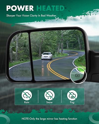 Miniatura 6 de SCITOO Los espejos de remolque reemplazan las piezas del espejo con luz indicadora, función de descongelación de funcionamiento eléctrico compatible
