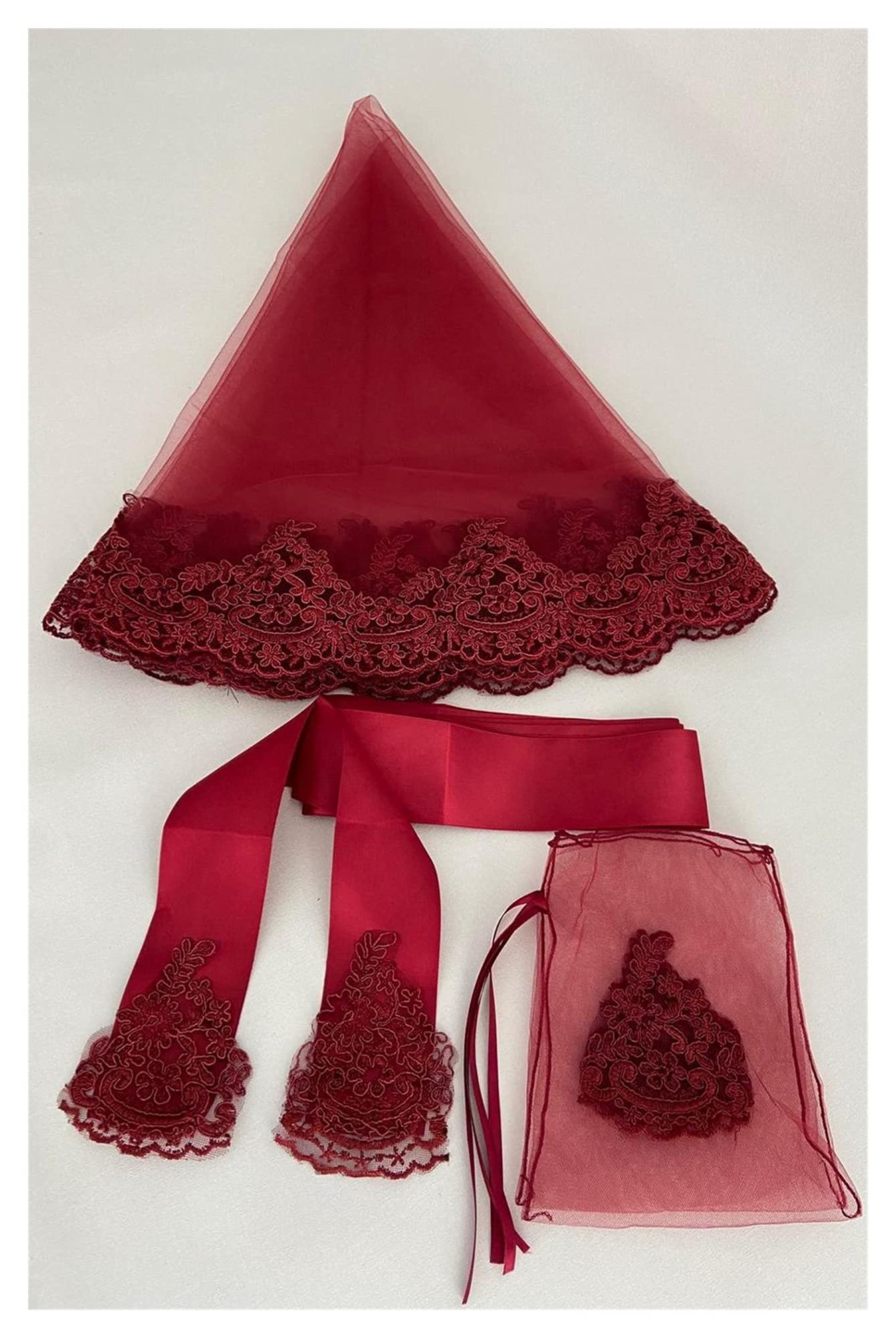 Brautschleier-Set, Hochzeit, Hochzeit, Hochzeit, Hochzeit, Henna, Nacht, Accessoire, elegante Spitze, Guipurered Farbe Frauen (Farbe: Innenrahmen 5 x 6,5 cm, Artikellänge: 120 cm)