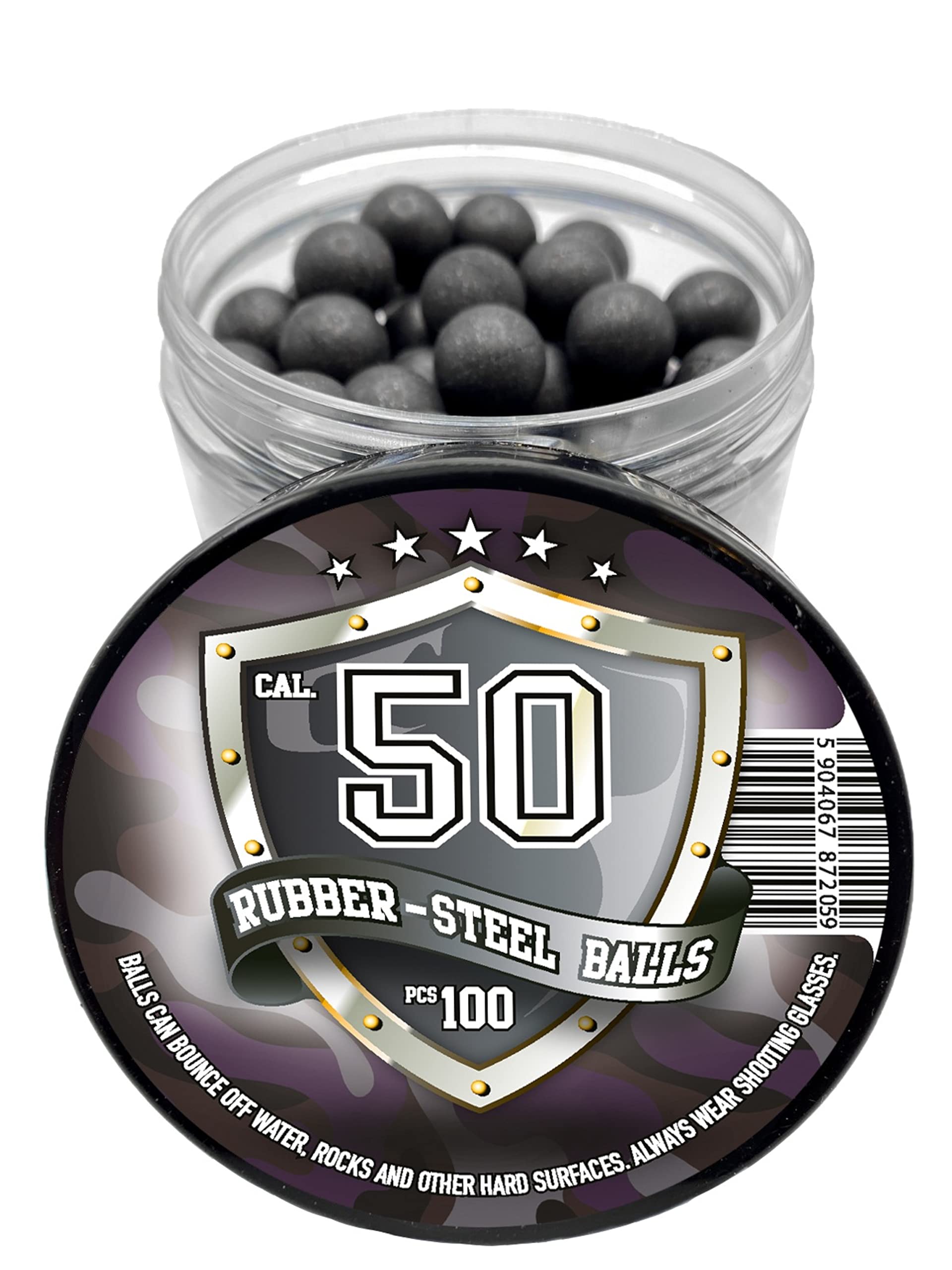 Bolas de Goma-Acero .50 Caliber 100 Piezas 2,7 Gramos Paintballs Reutilizables Reballs Powerballs para Pistolas de Defensa