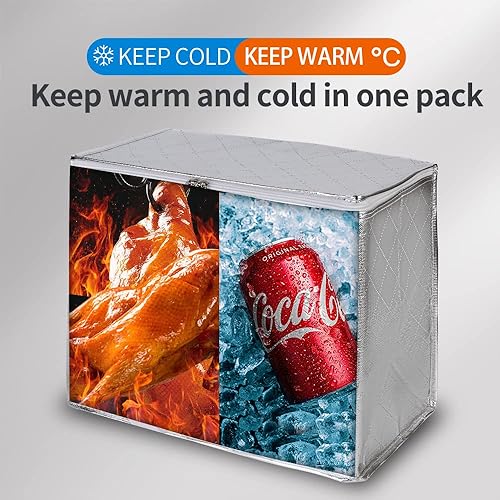 Miniatura 3 de Bodaon Paquete de 3 bolsas de compras aisladas reutilizables para comestibles, bolsa enfriadora de picnic XL con cremallera superior fría, color