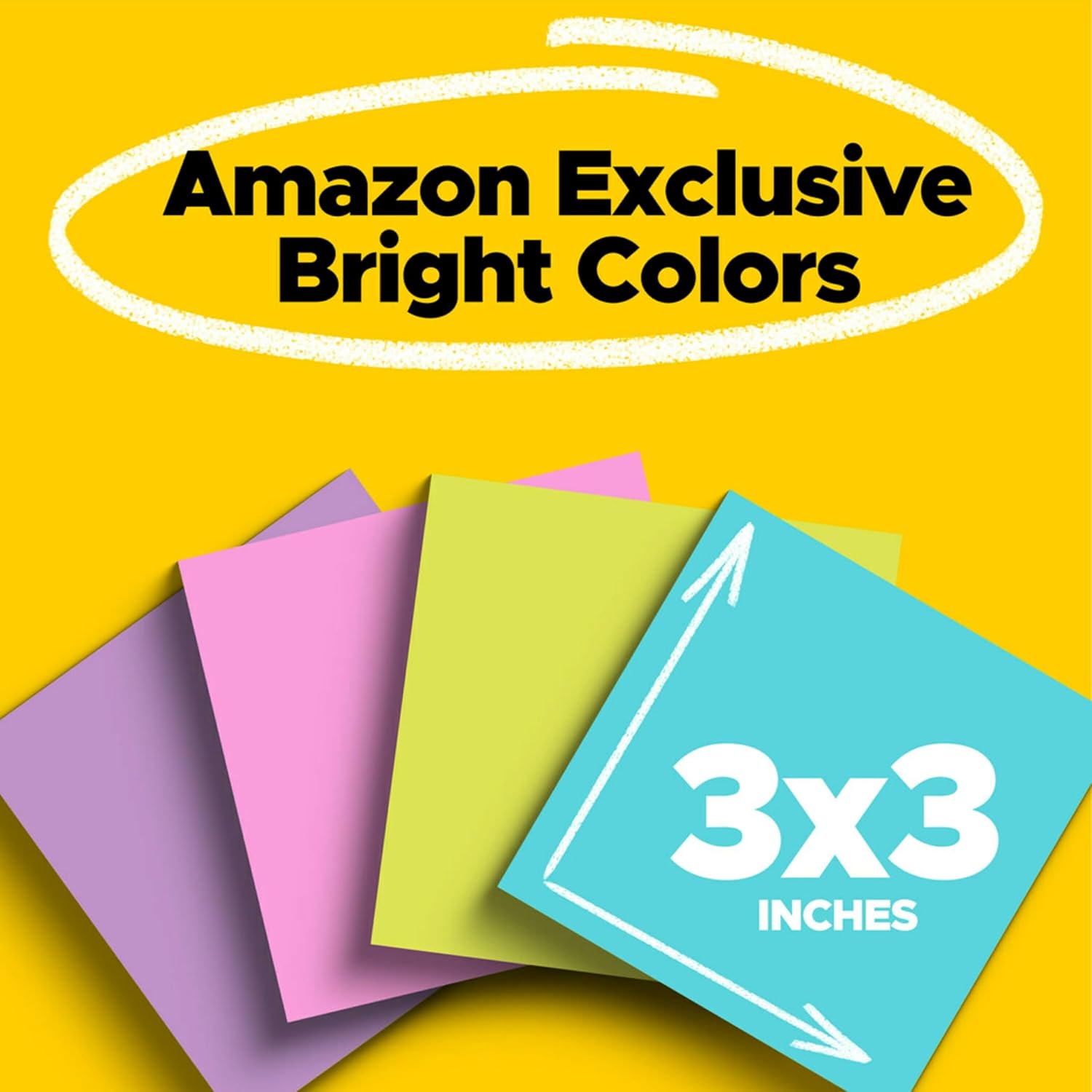 Post-it Super Sticky Notes, 4x6 in, 5 Pads/Pack, 90 Sheets/Pad & Super Sticky Notes, 3x3 in, 24 Pads/Pack, 70 Sheets/Pad, Amazon Exclusive Bright Color Collection