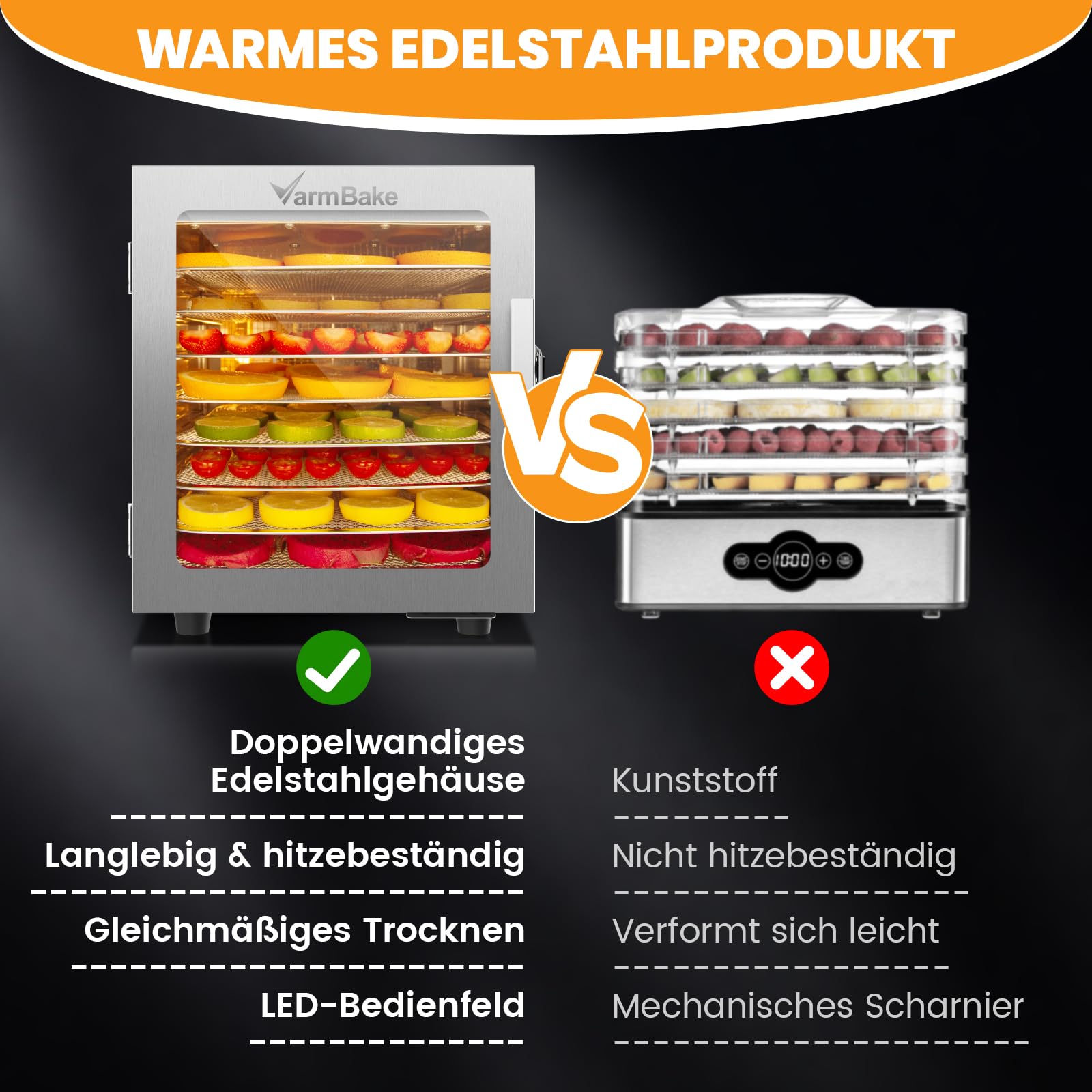Suszarka do żywności ze stali nierdzewnej 8 pięter, 30-90℃ urządzenie do suszenia żywności, 0,5㎡ powierzchnia suszenia, 500W mała suszarka, suszarki do owoców, mięsa, warzyw i 316 tack (25