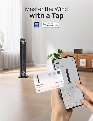 Miniatura 6 de Dreo Ventiladores de torre inteligentes para dormitorio, ventiladores oscilantes de 90 para interiores, 5 velocidades, 4 modos máximo de 26 piess,