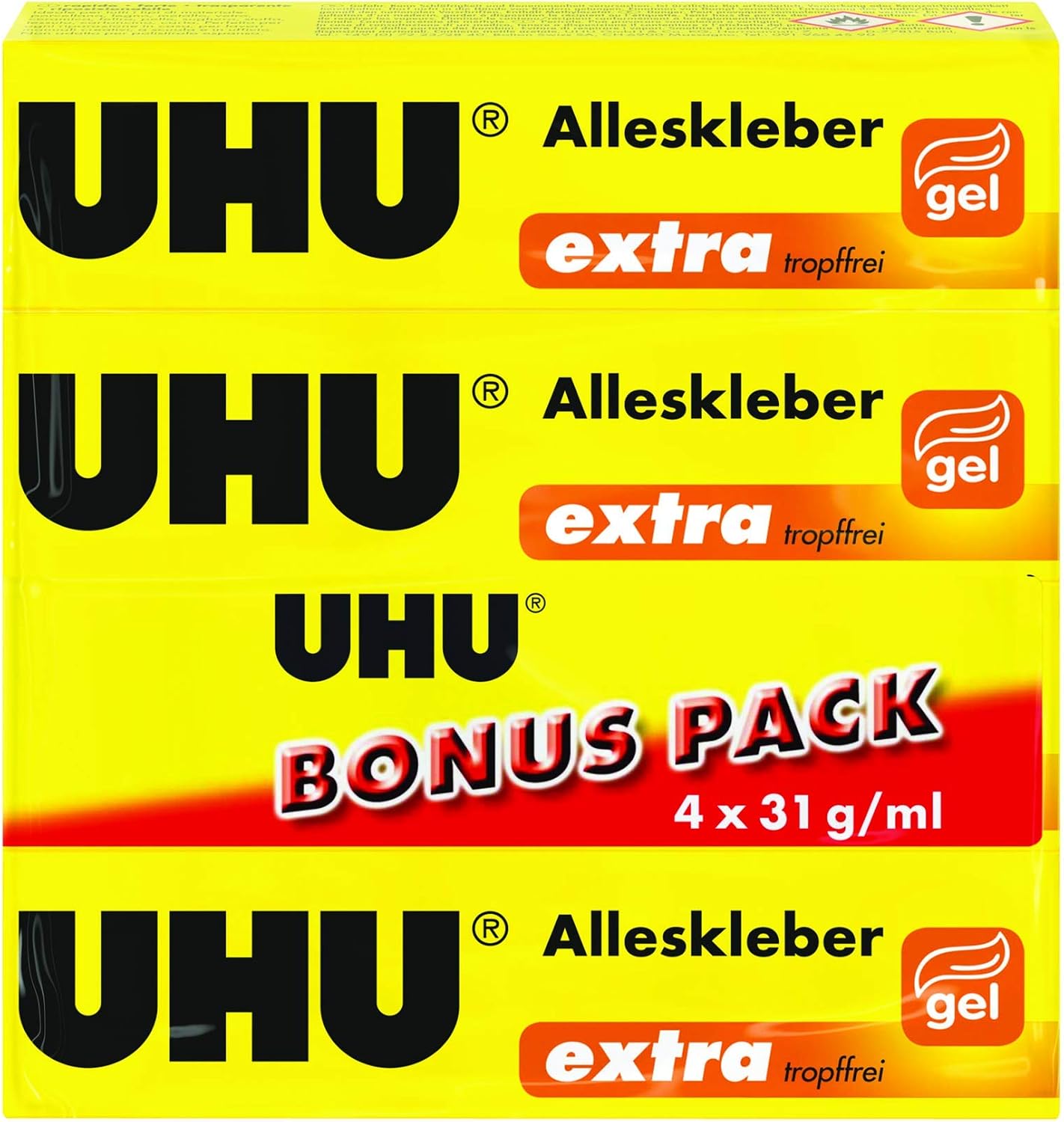 UHU Alleskleber Extra Bonus Pack Tubes 4x31g