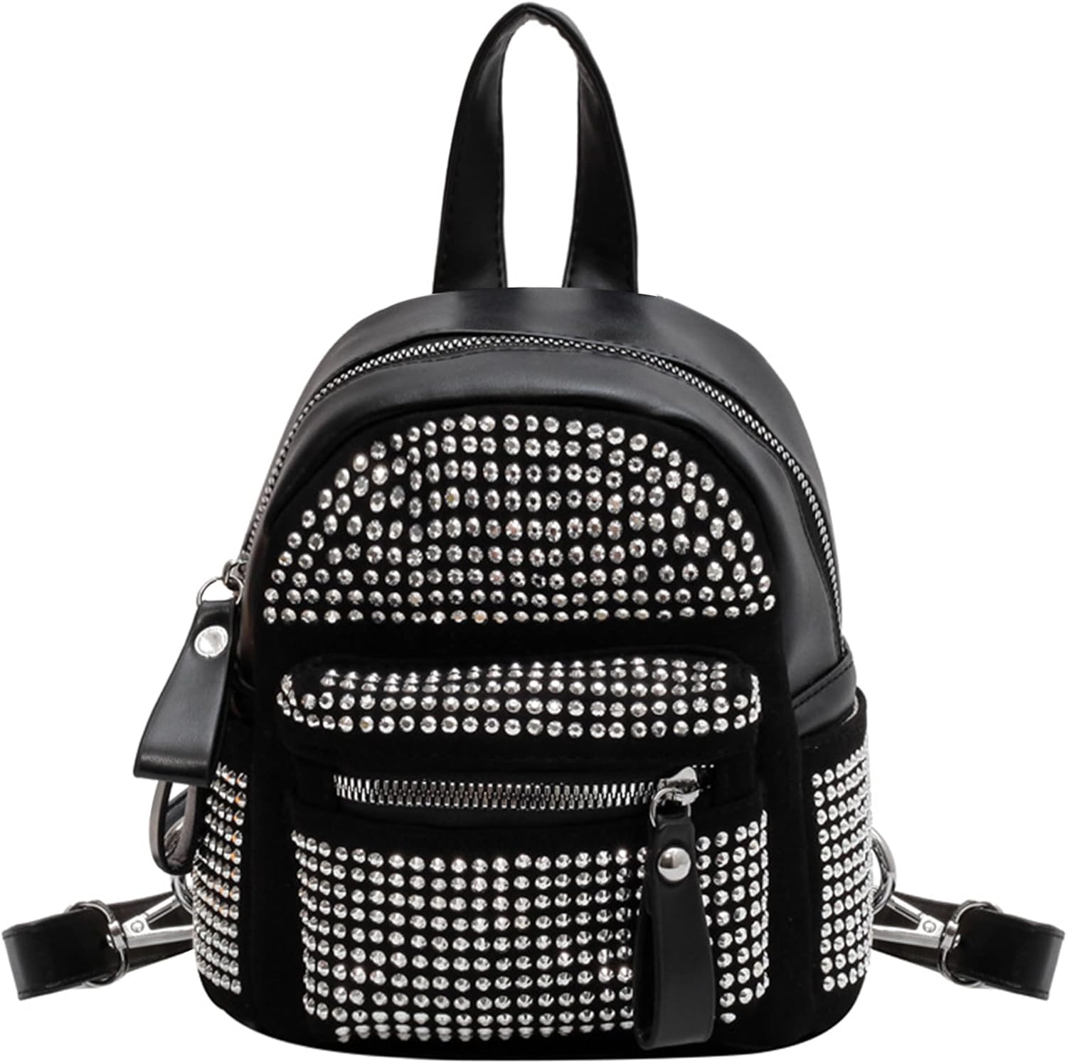 Mini Rhinestone Black Backpack Purse Chic Crystal Purse for