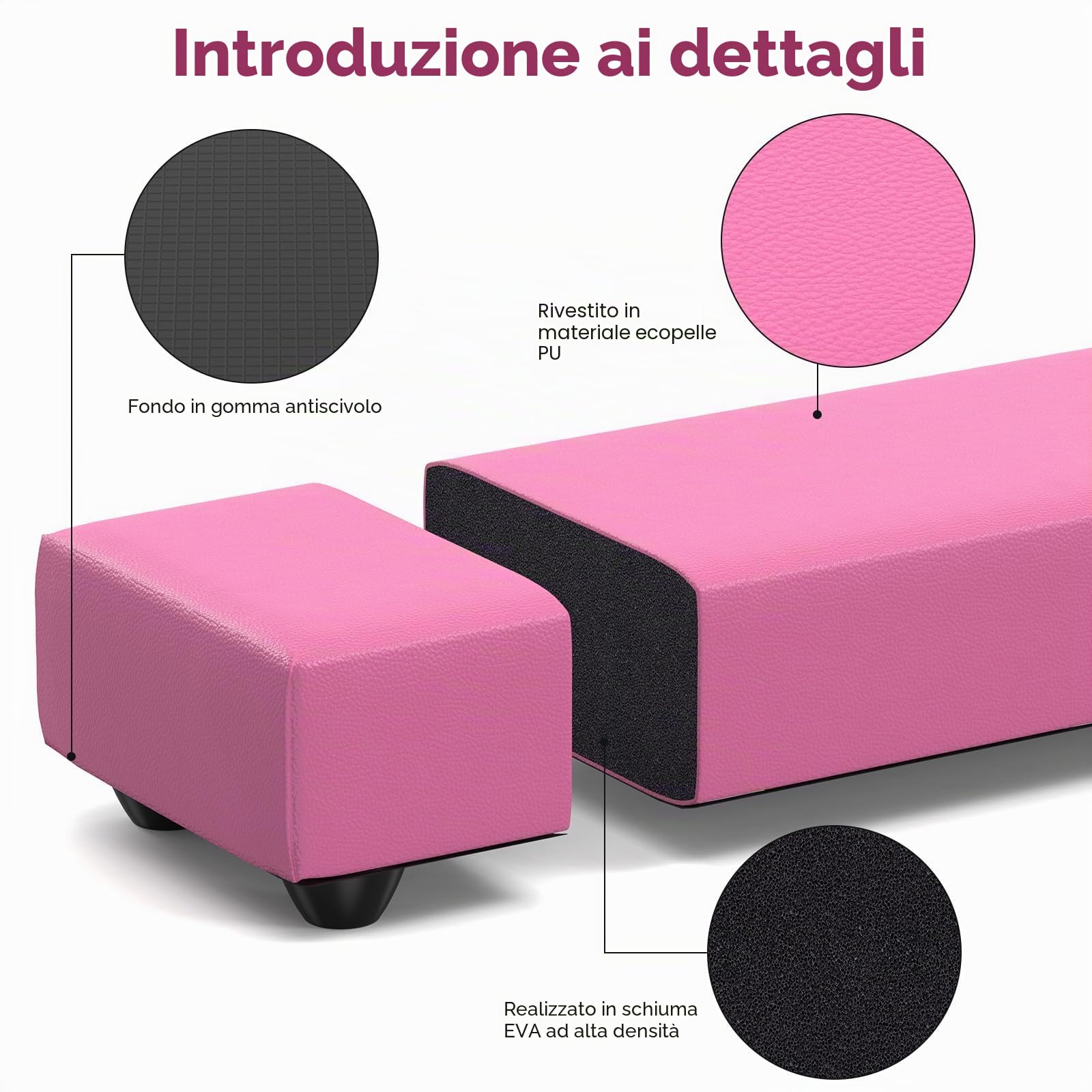 Trave Ginnastica Artistica per Casa, Trave Ginnastica Artistica 2,1 m/220 LB, Pelle, Attrezzatura da Ginnastica Pieghevole per Ragazze, Allenamento a casa, Ginnastica Artistica