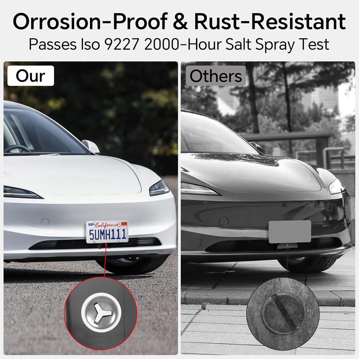 2025 No Drill Tesla Model 3 Highland License Plate Frame Holder Front License Plate Bracket Mounting Kit No Adhesives Anti-Theft Tesla Model 3 New Accessories 2025 2025 Us Version (Model 3 Highland)