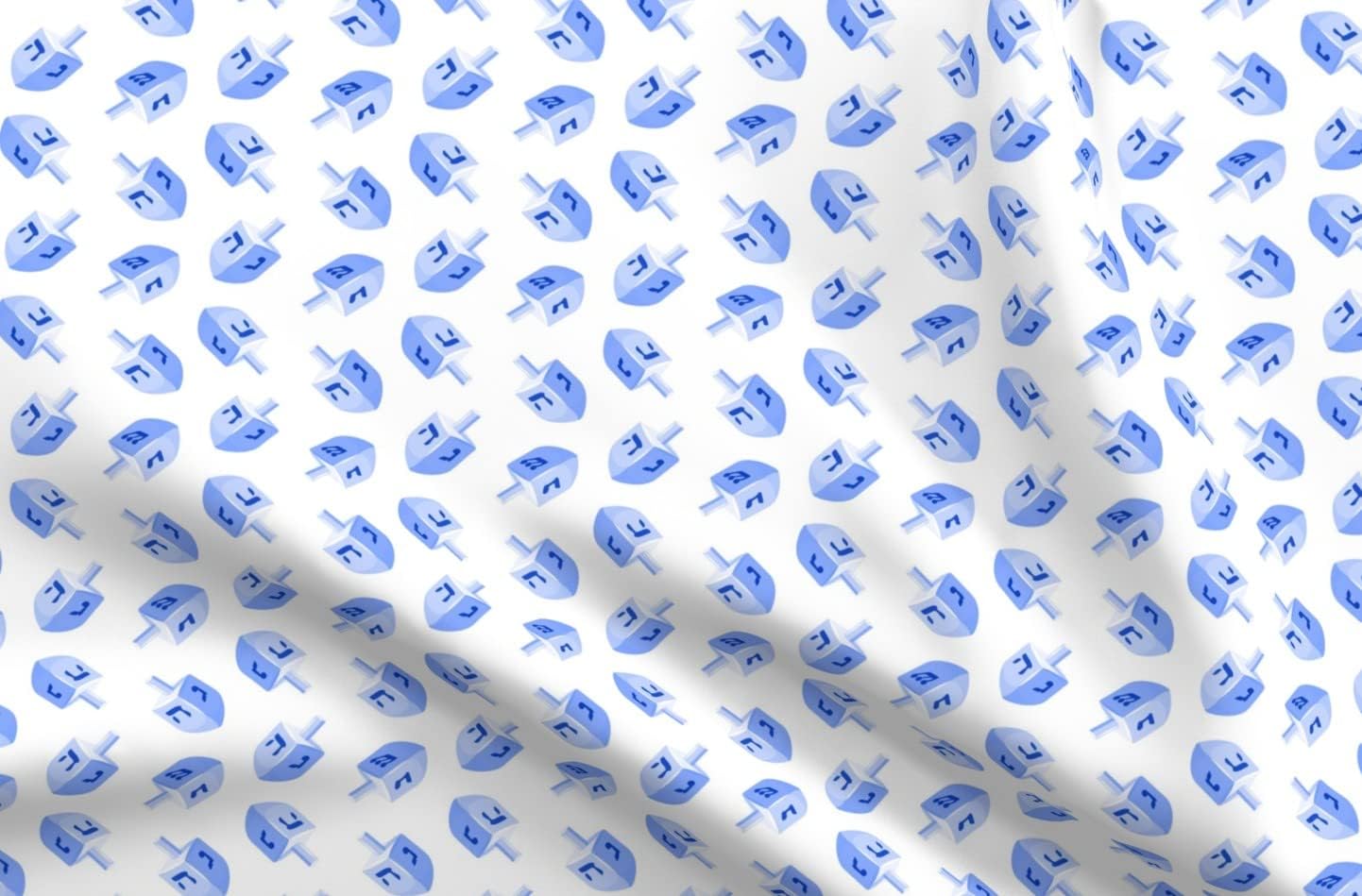 Spoonflower Fabric - Blue White Hanukkah Trendy Holiday Printed on Petal Signature Cotton Fabric by The Yard - Sewing Quilting Apparel Crafts Decor