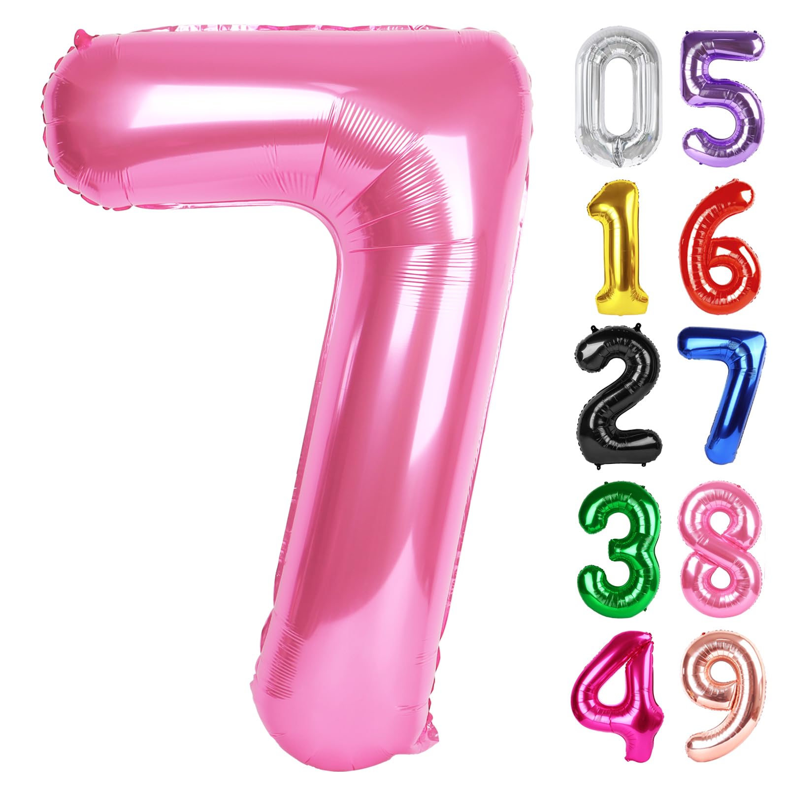Pink Number 7 Balloon 40 Inch, 7th Birthday Party Decorations Men Women