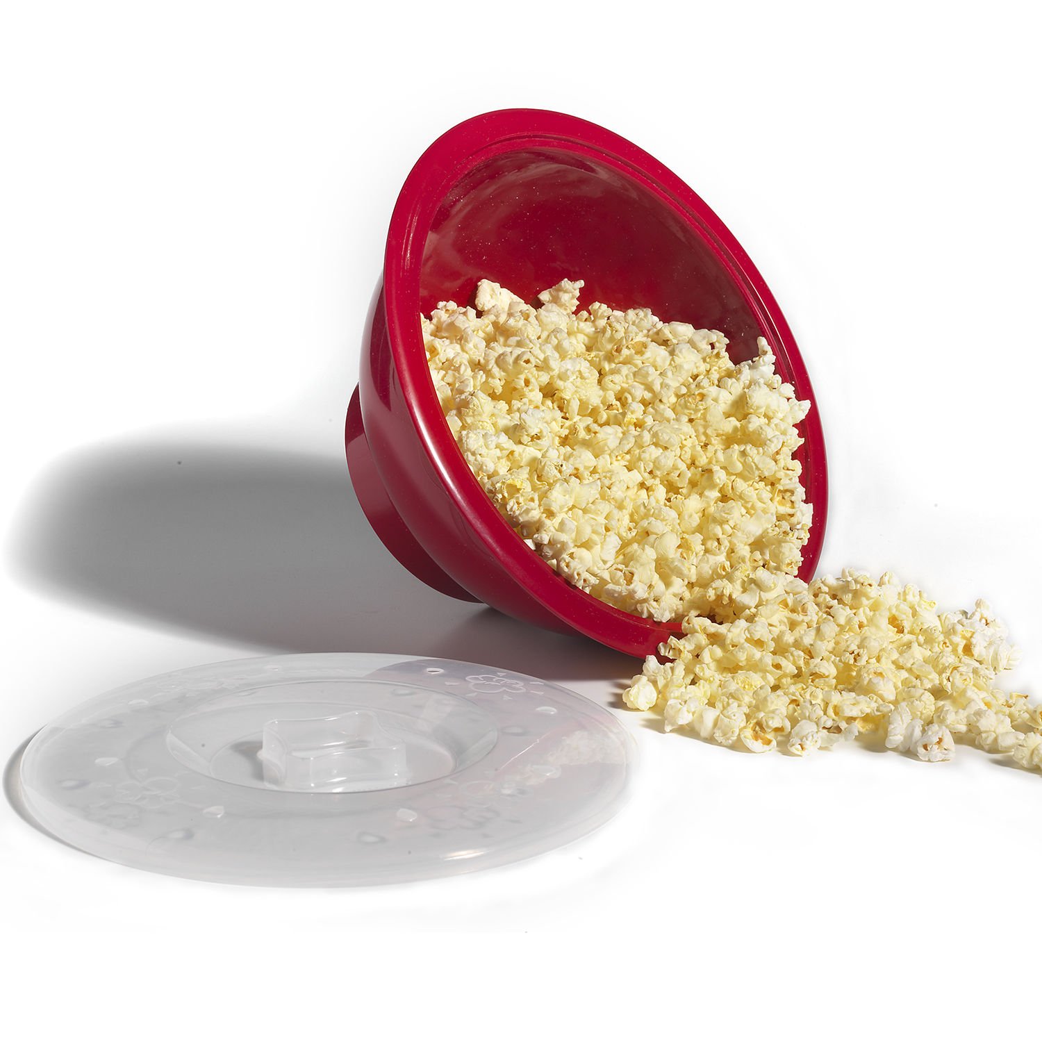 Palomitas de maíz para microondas, 10.5 x 5 x 10.5 pulgadas, rojo, con tapa transparente 3
