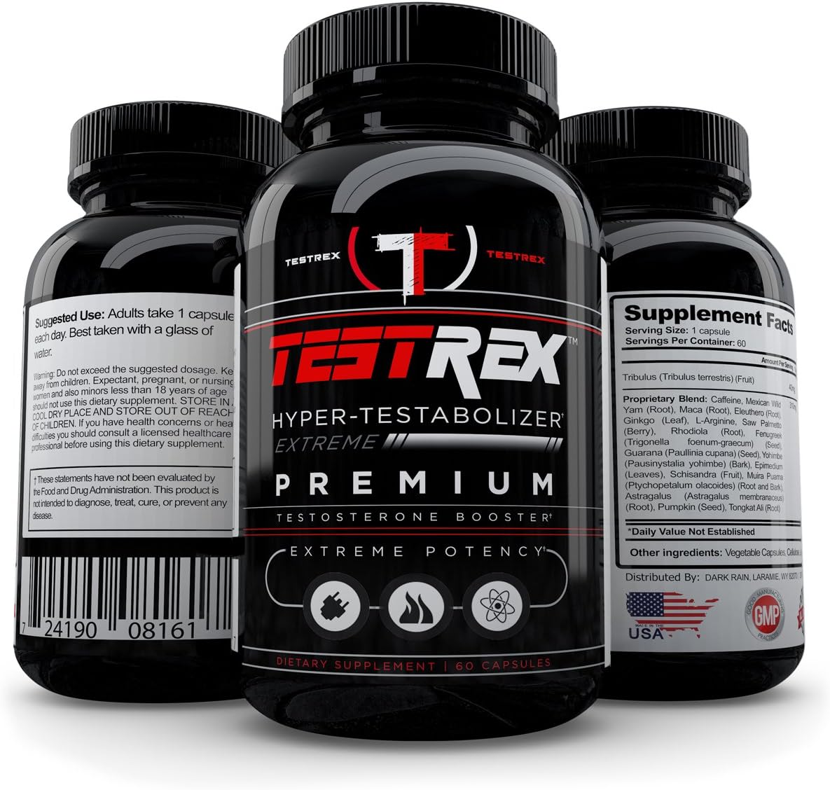 Testrex #1 Formula: Tribulus Terrestris, Yohimbe, Maca. Performance, Size, Stamina & Vitality.