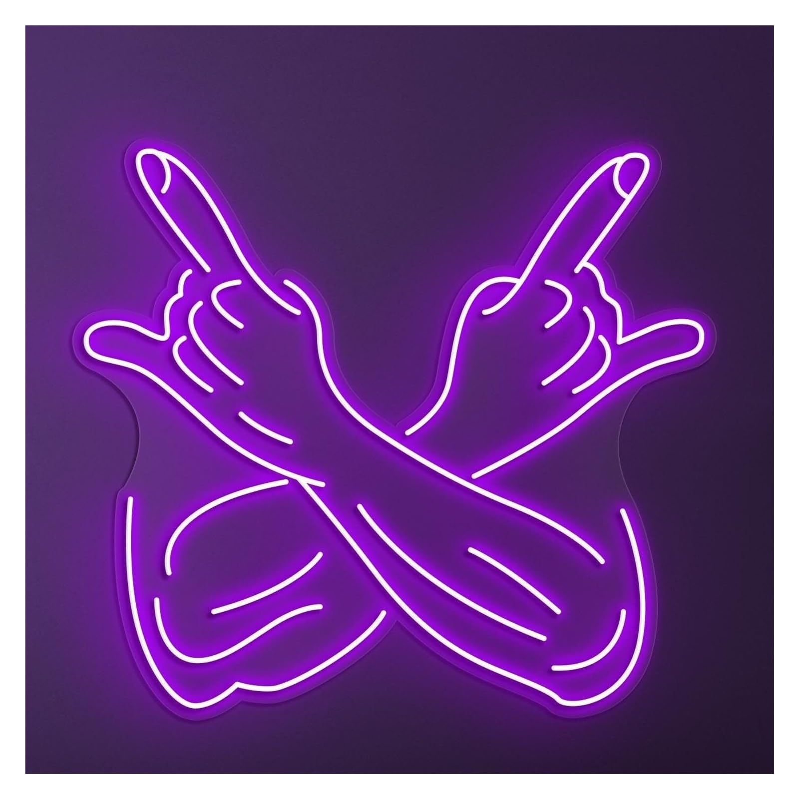 Hanging Art Neon Signs Rock Hand Neon Sign, Suitable For Game Room Decor With Brightness Adjustable 50cm(Purple)